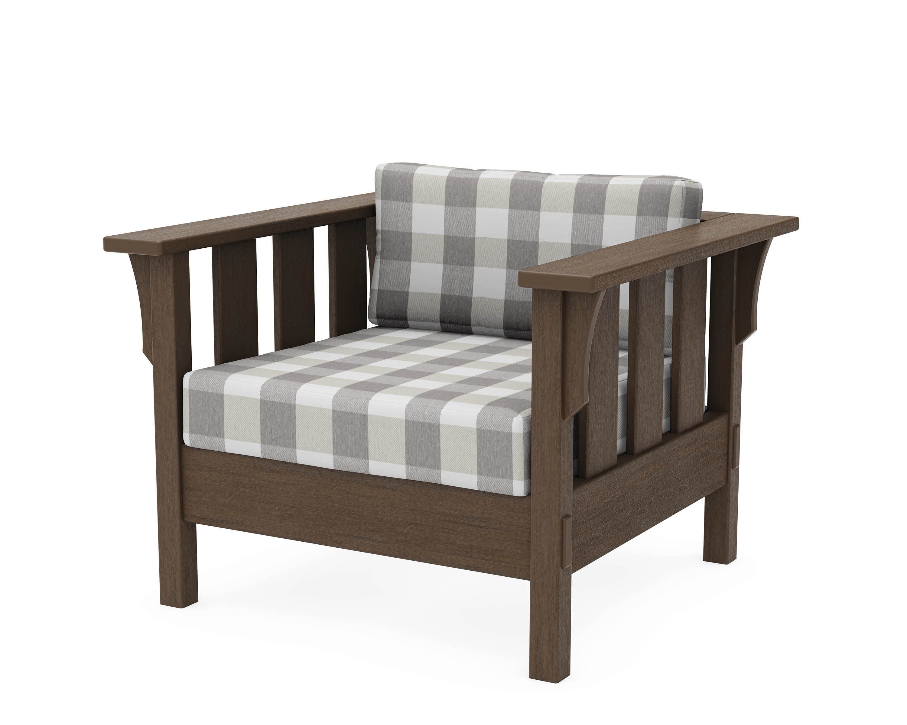 Acadia Deep Seating Chair in Kona / Buffalo Plaid Grey Mist