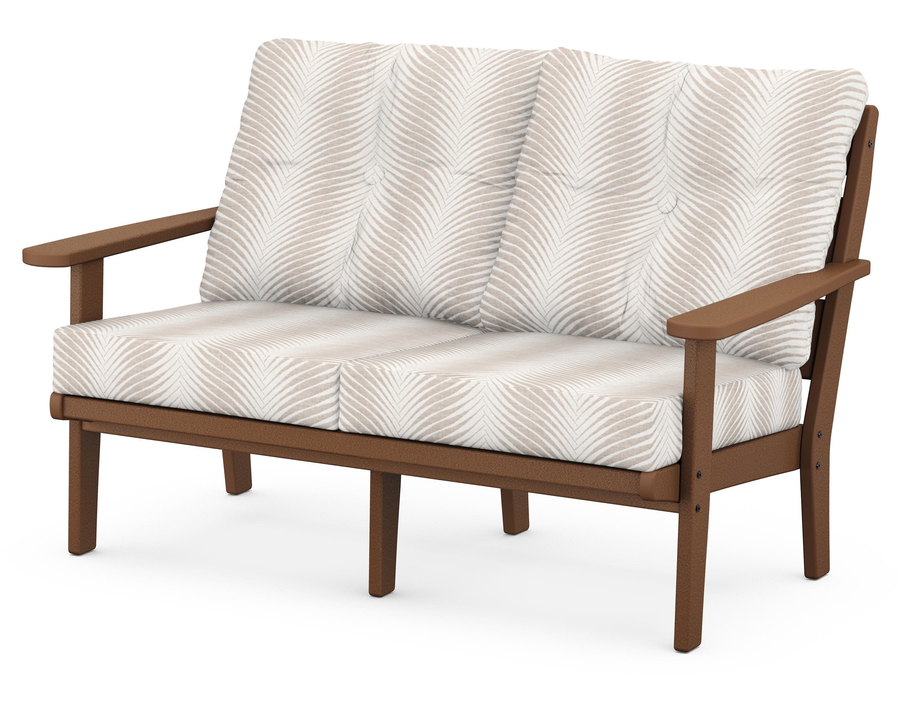 Lakeside Deep Seating Loveseat in Teak / Clock Out Cloud