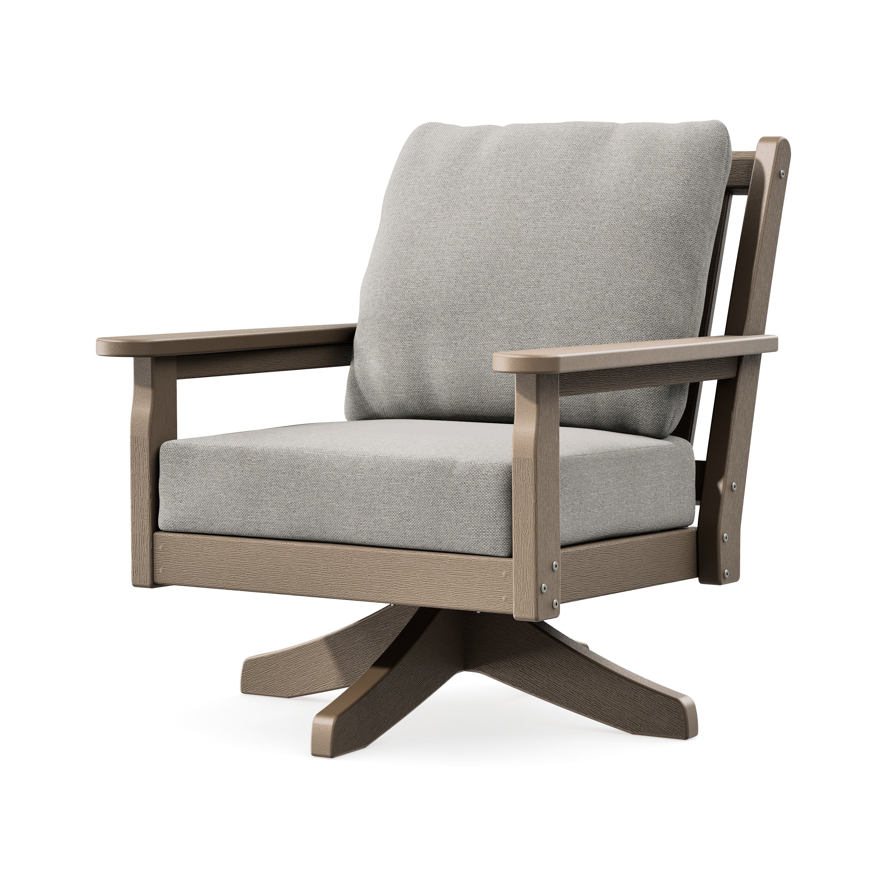 Chippendale Deep Seating Swivel Chair in Vintage Sahara / Weathered Tweed