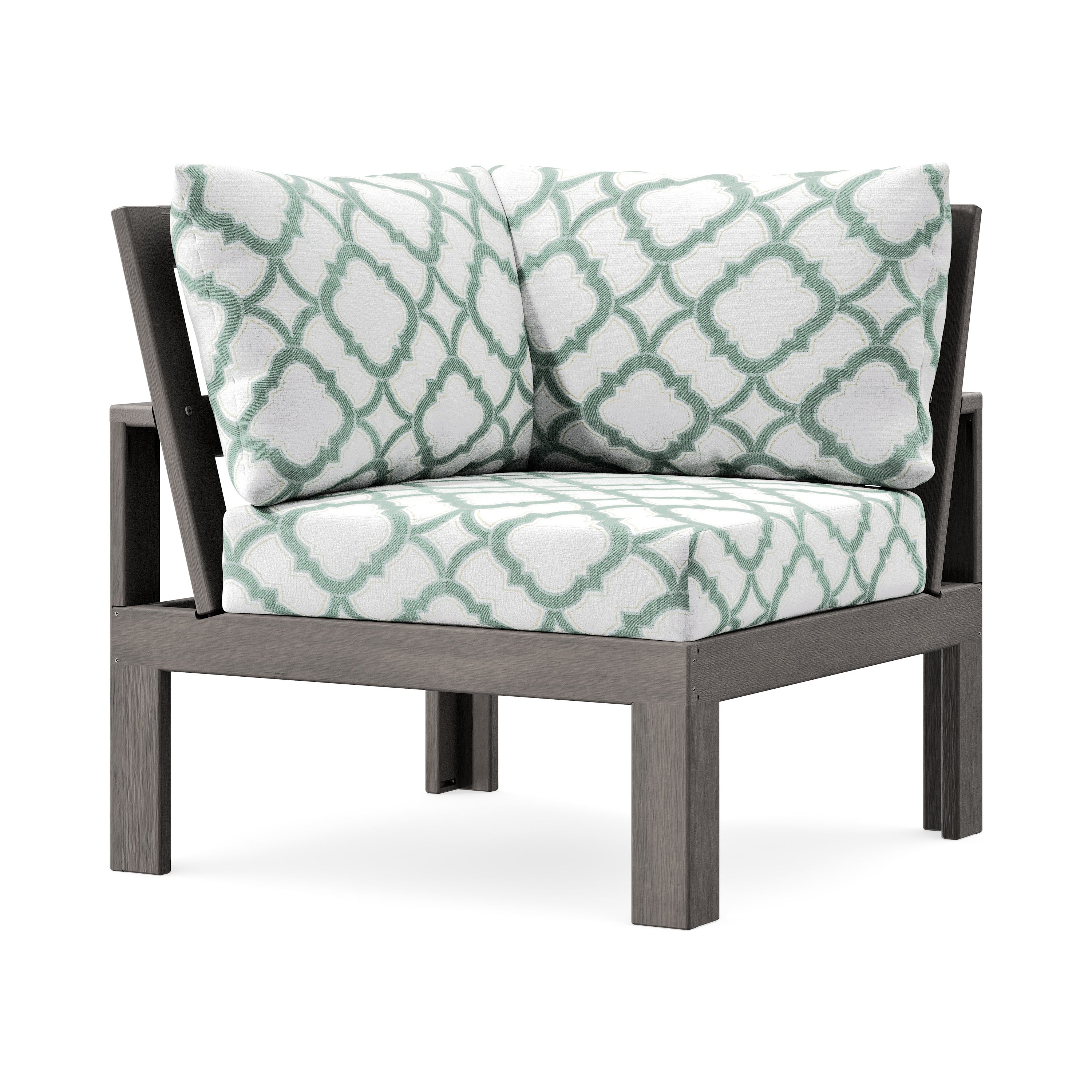 Modular Corner Chair in Driftwood / Trellis Glacier Spa