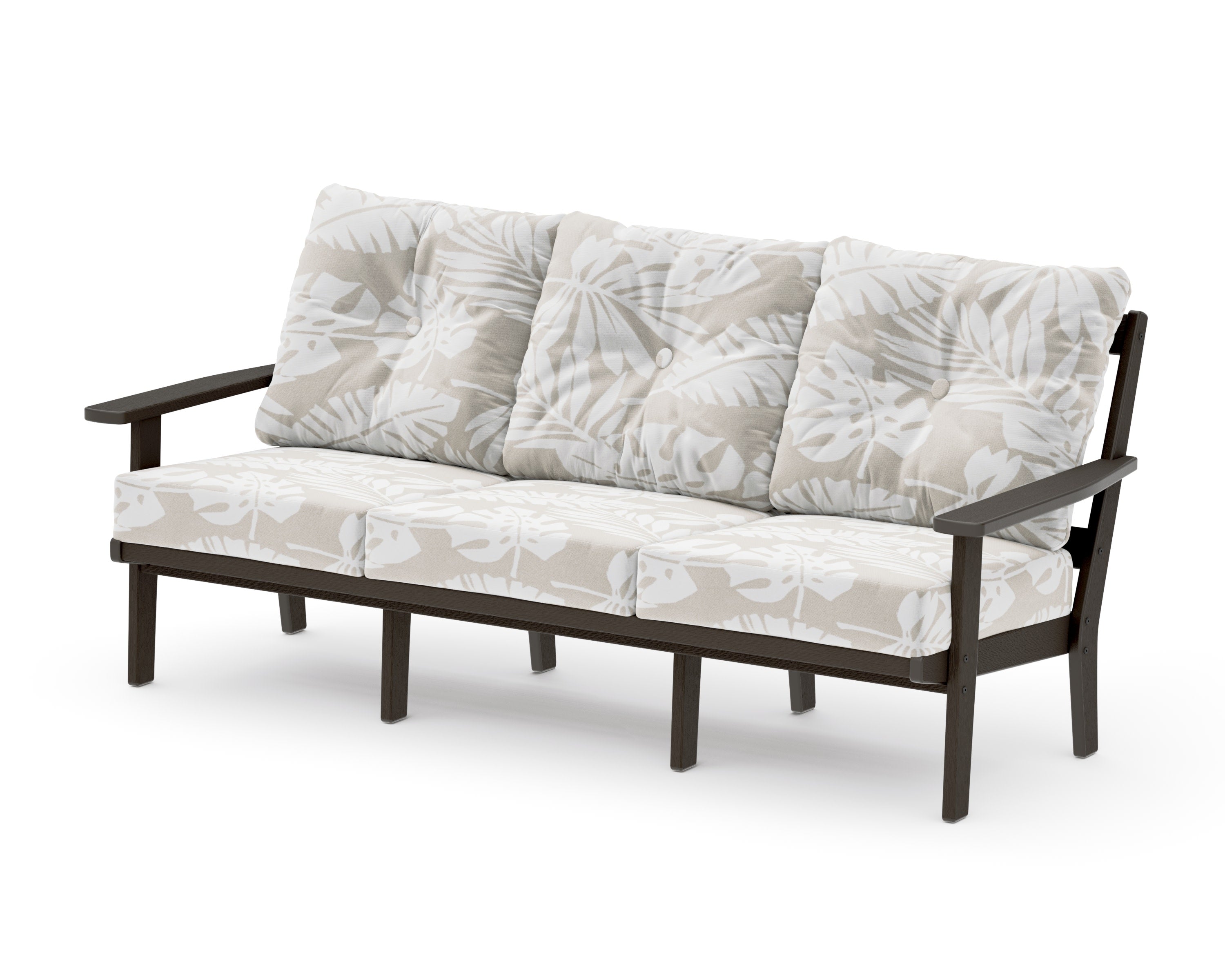Oxford Deep Seating Sofa in Vintage Coffee / Leaf Dune Burlap
