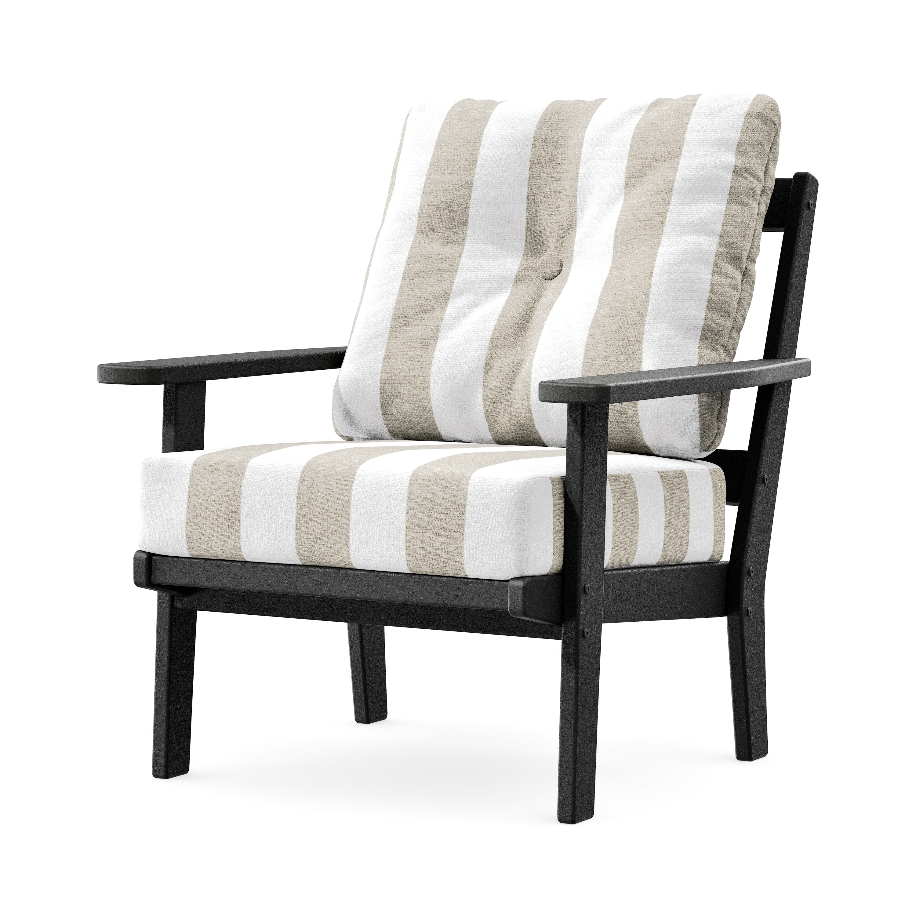 Prairie Deep Seating Chair in Black / Cabana Stripe Dune Burlap