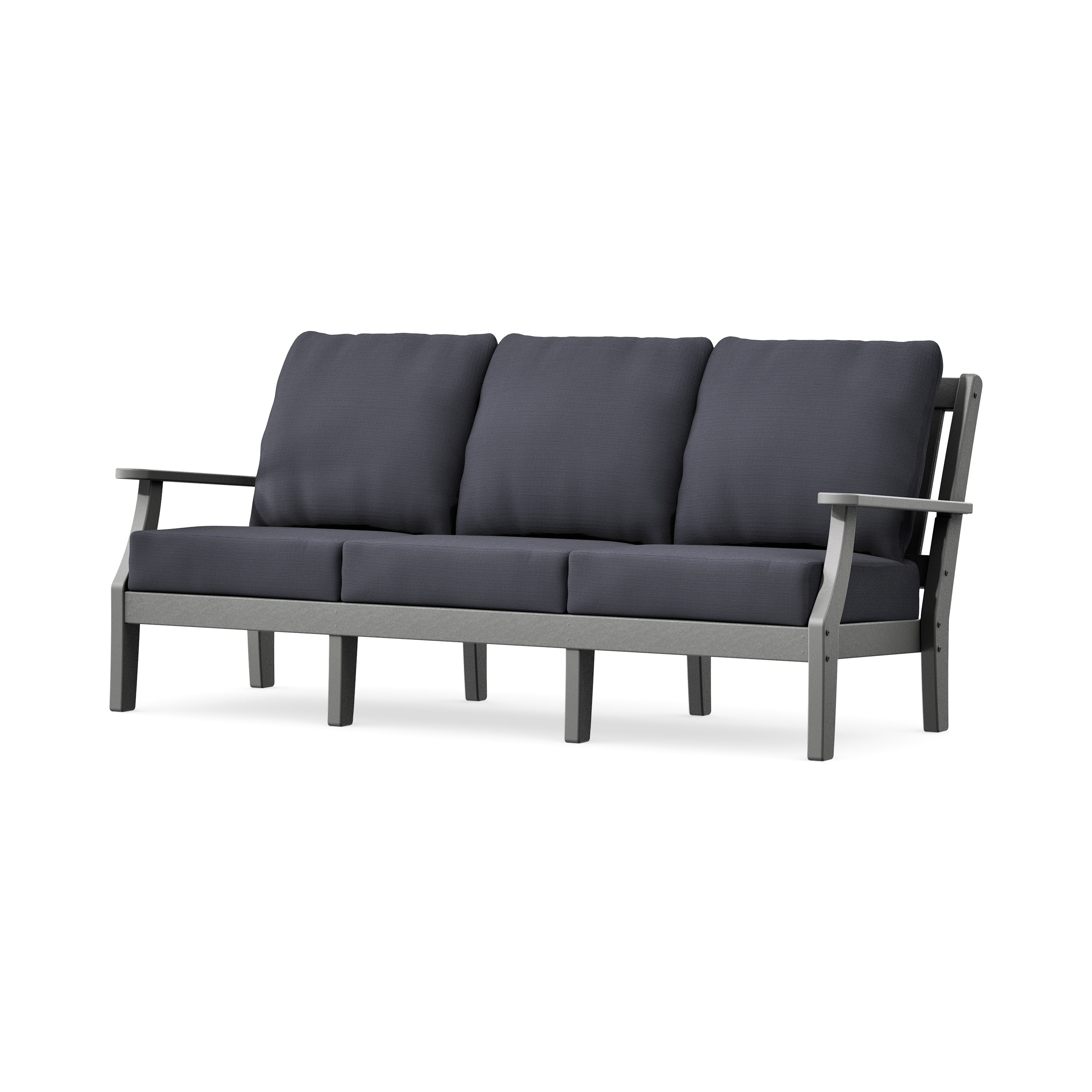 Chinoiserie Deep Seating Sofa in Slate Grey / Midnight Linen