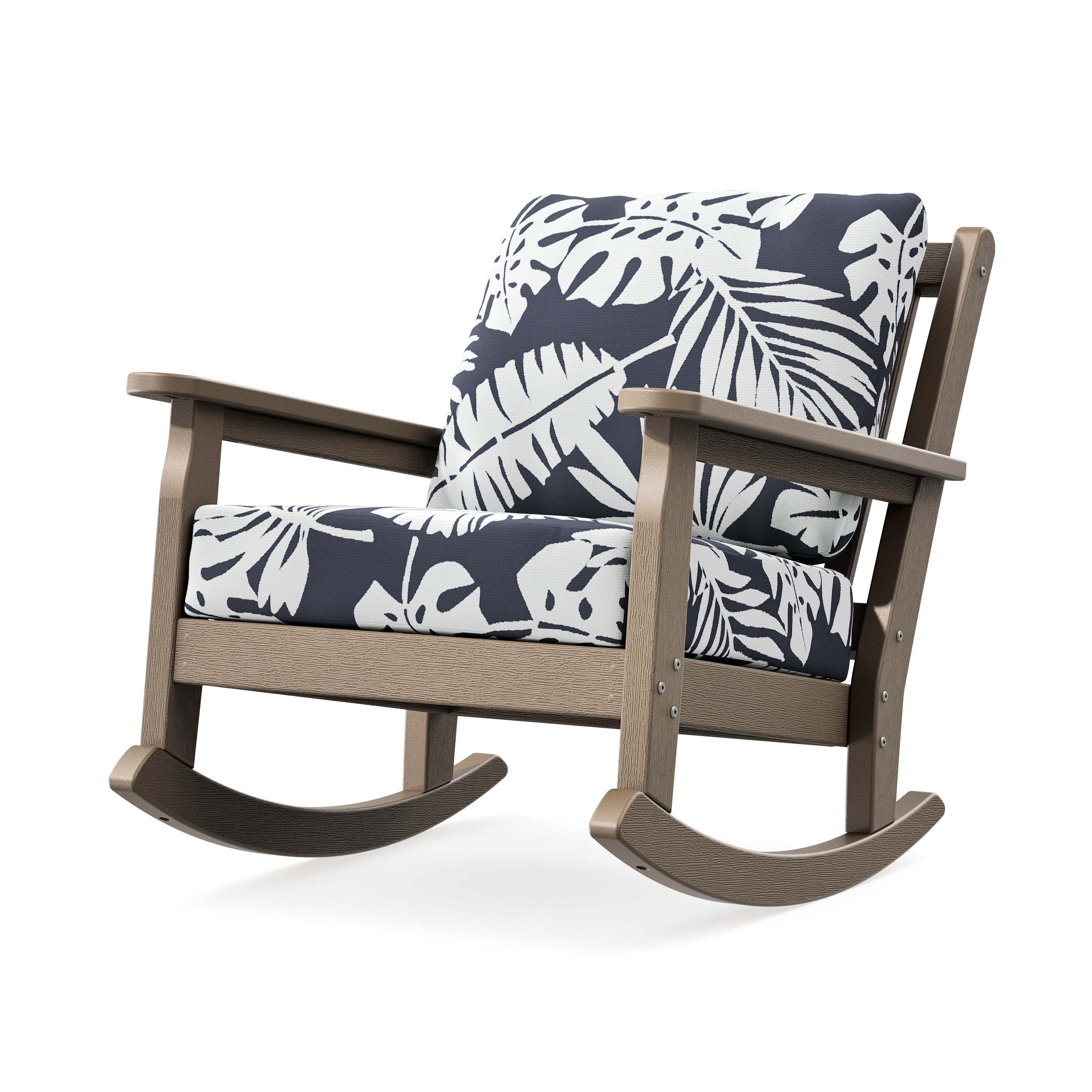 Chippendale Deep Seating Rocking Chair in Vintage Sahara / Leaf Navy