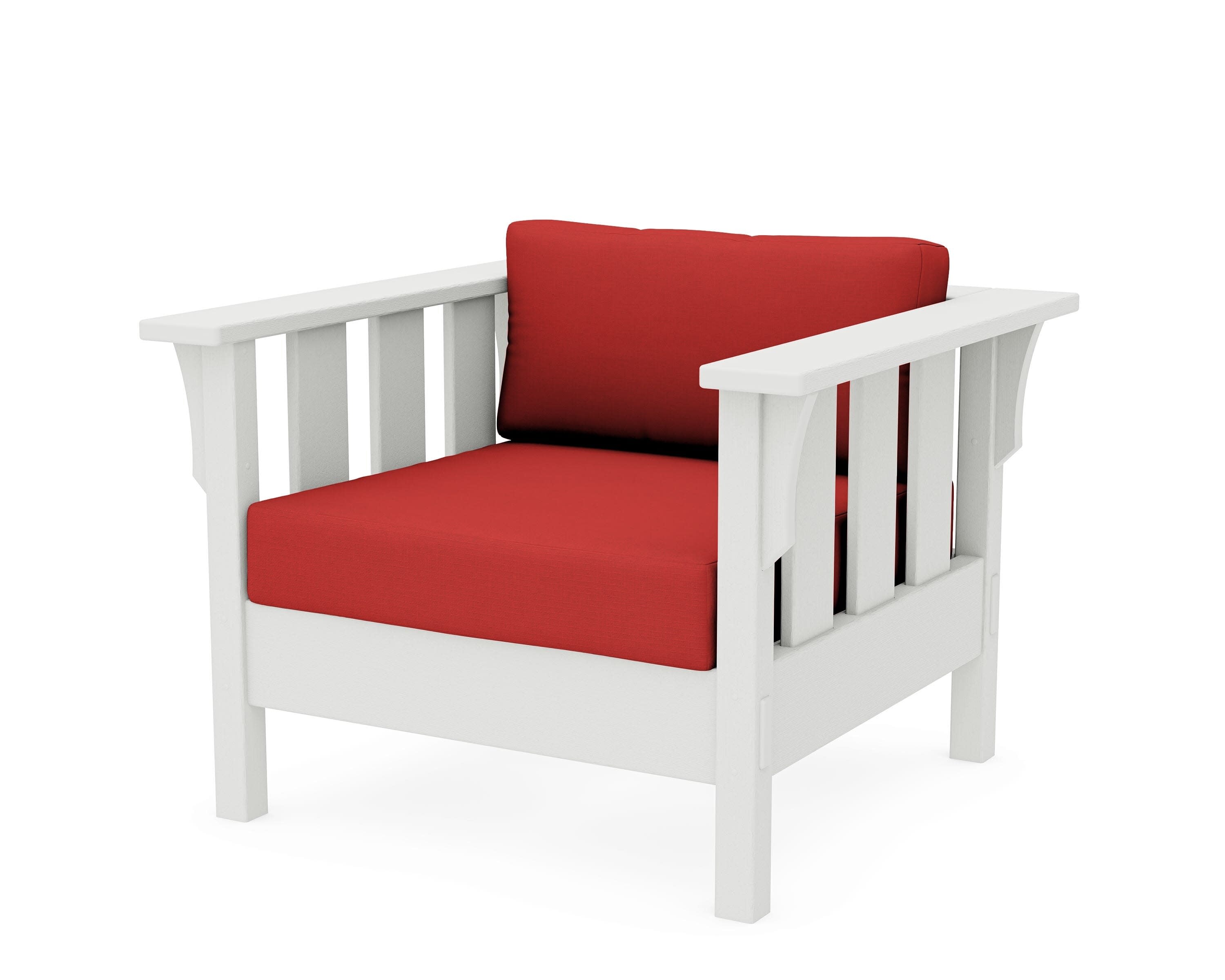 Acadia Deep Seating Chair in Vintage White / Crimson Linen