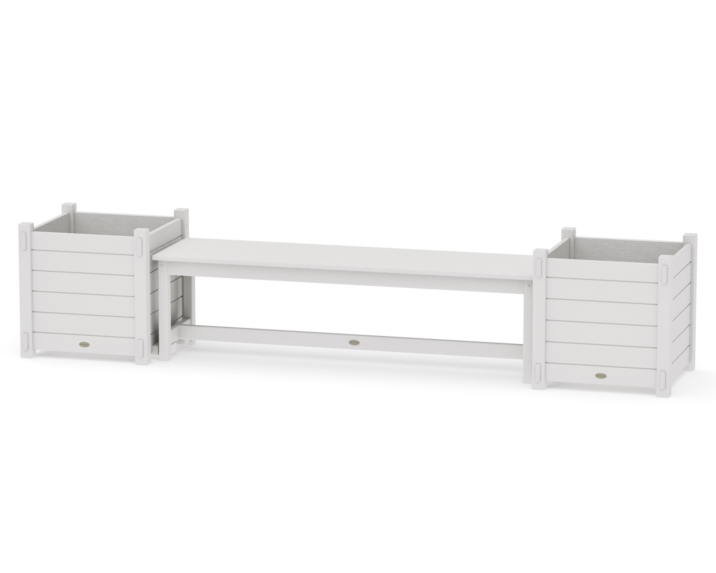 60" Nautical Straight Planter Bench Set - Large in Vintage White