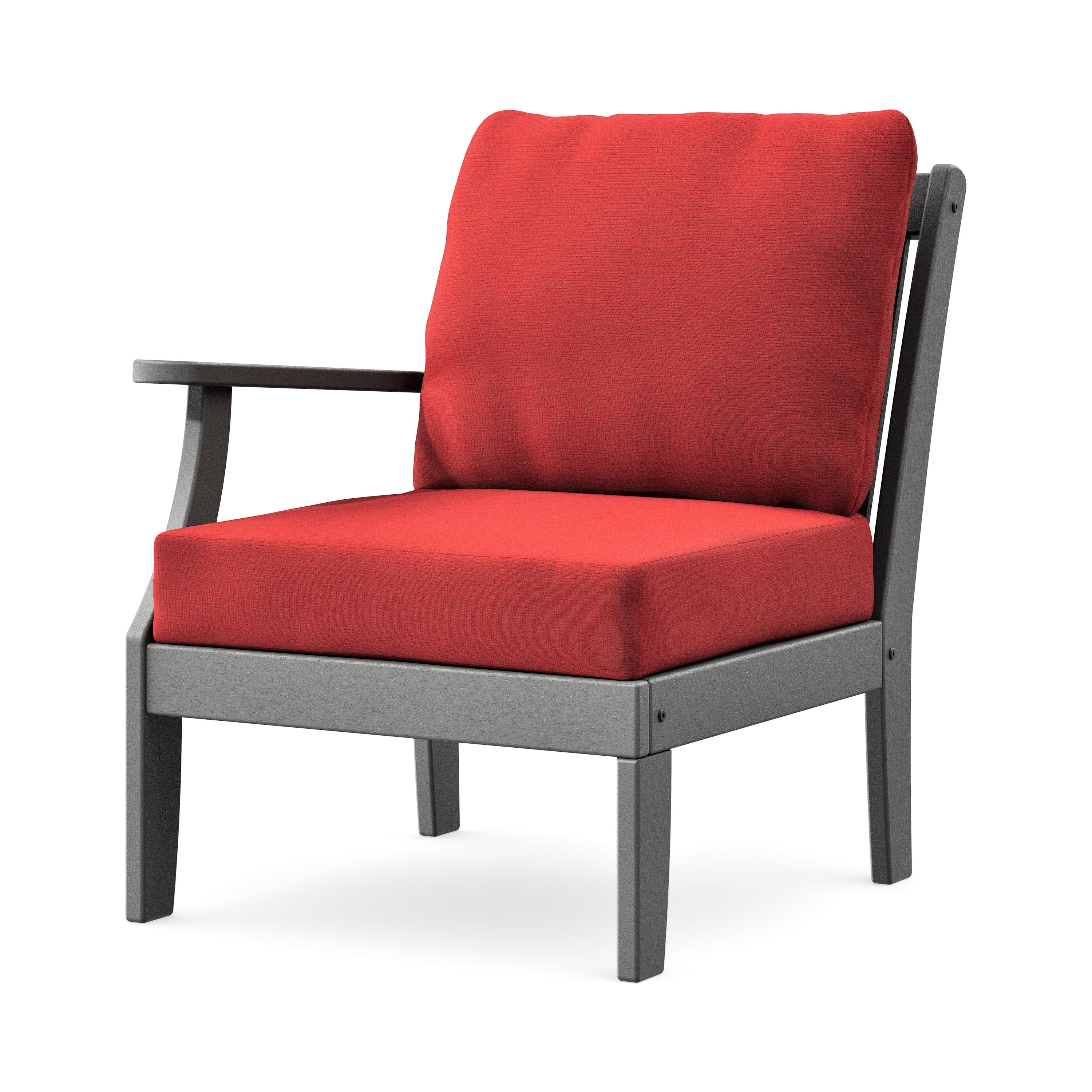 Braxton Modular Left Arm Chair in Slate Grey / Crimson Linen