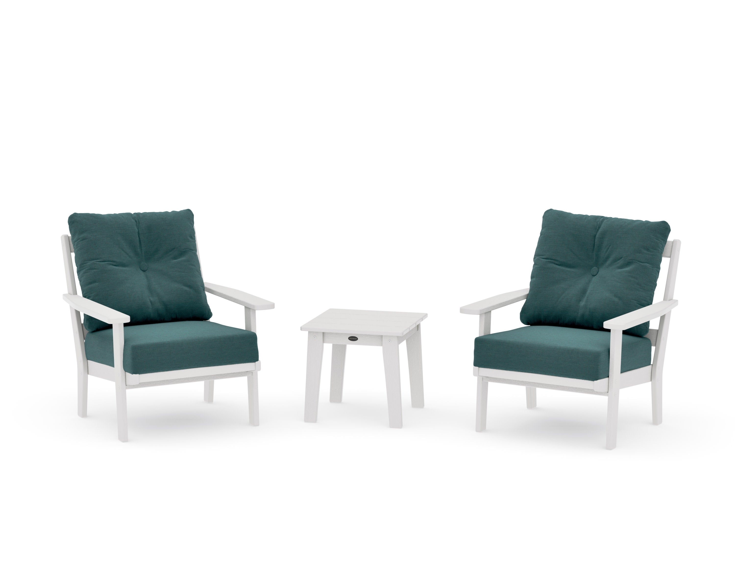 Oxford 3-Piece Deep Seating Set in Vintage White / Ocean Teal