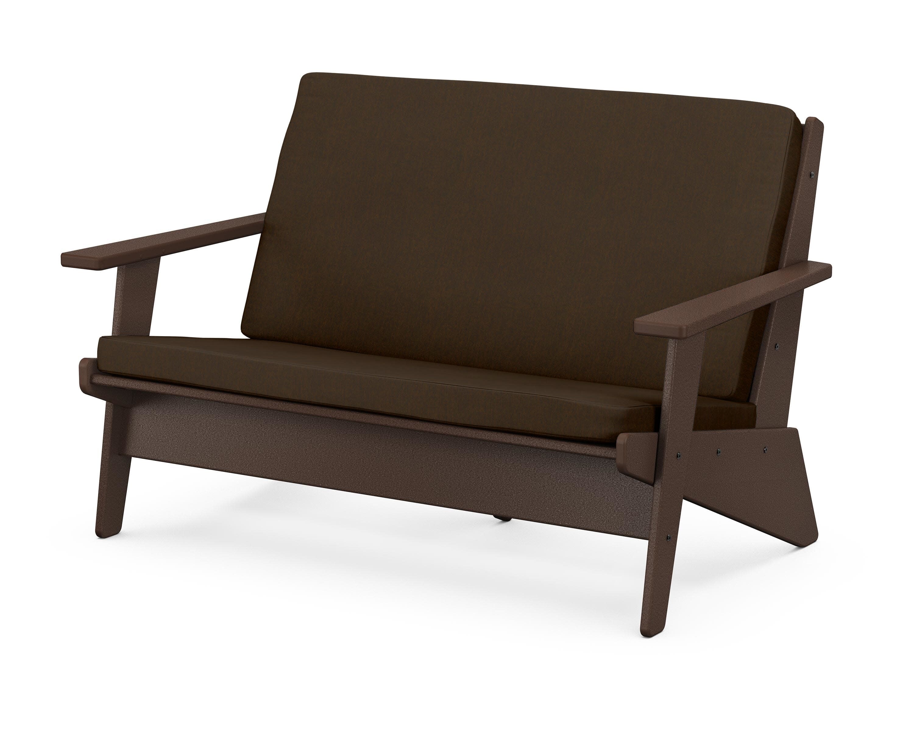 Riviera Modern Lounge Loveseat in Mahogany / Canvas Java