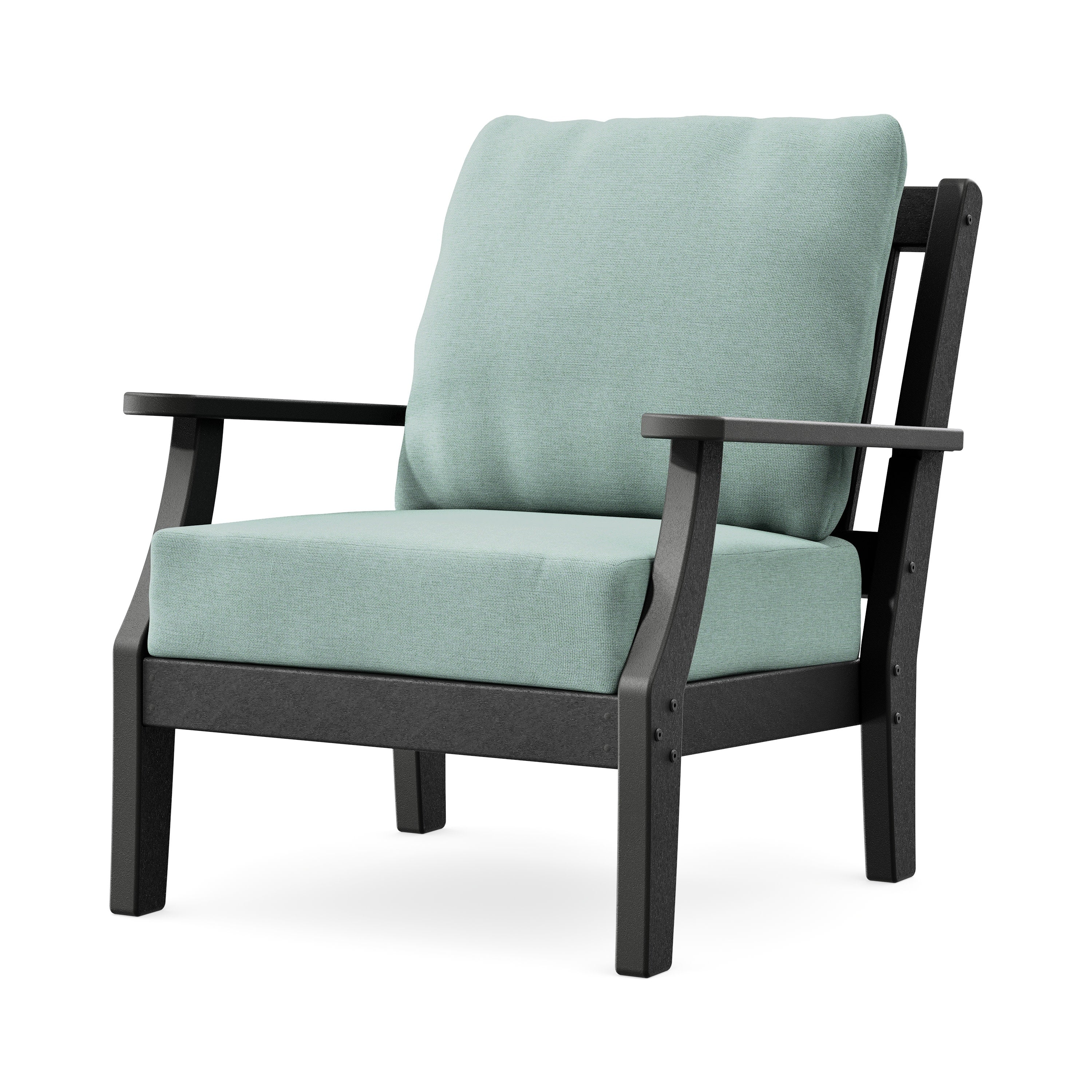 Chinoiserie Deep Seating Chair in Black / Glacier Spa