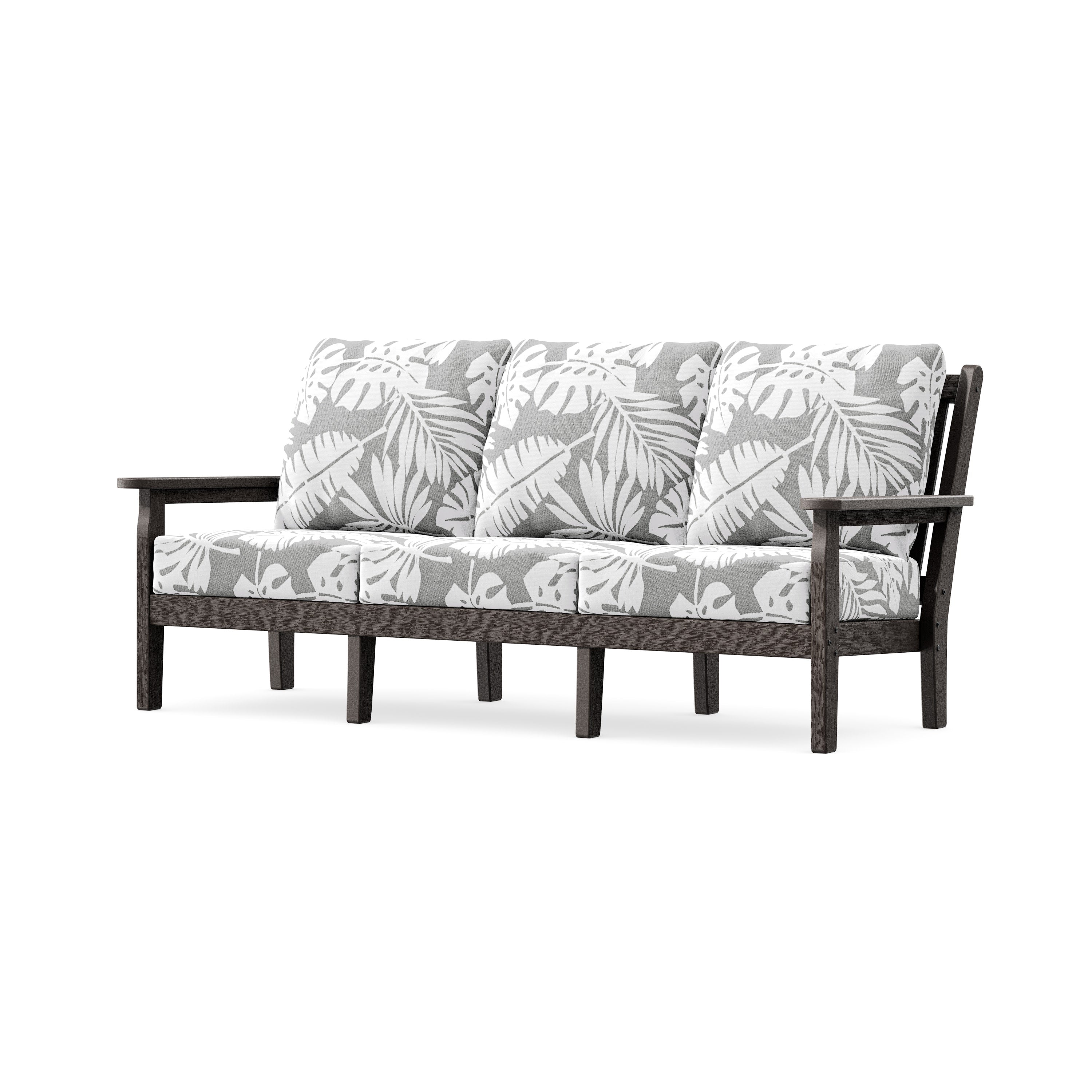 Chippendale Deep Seating Sofa in Vintage Coffee / Leaf Grey Mist