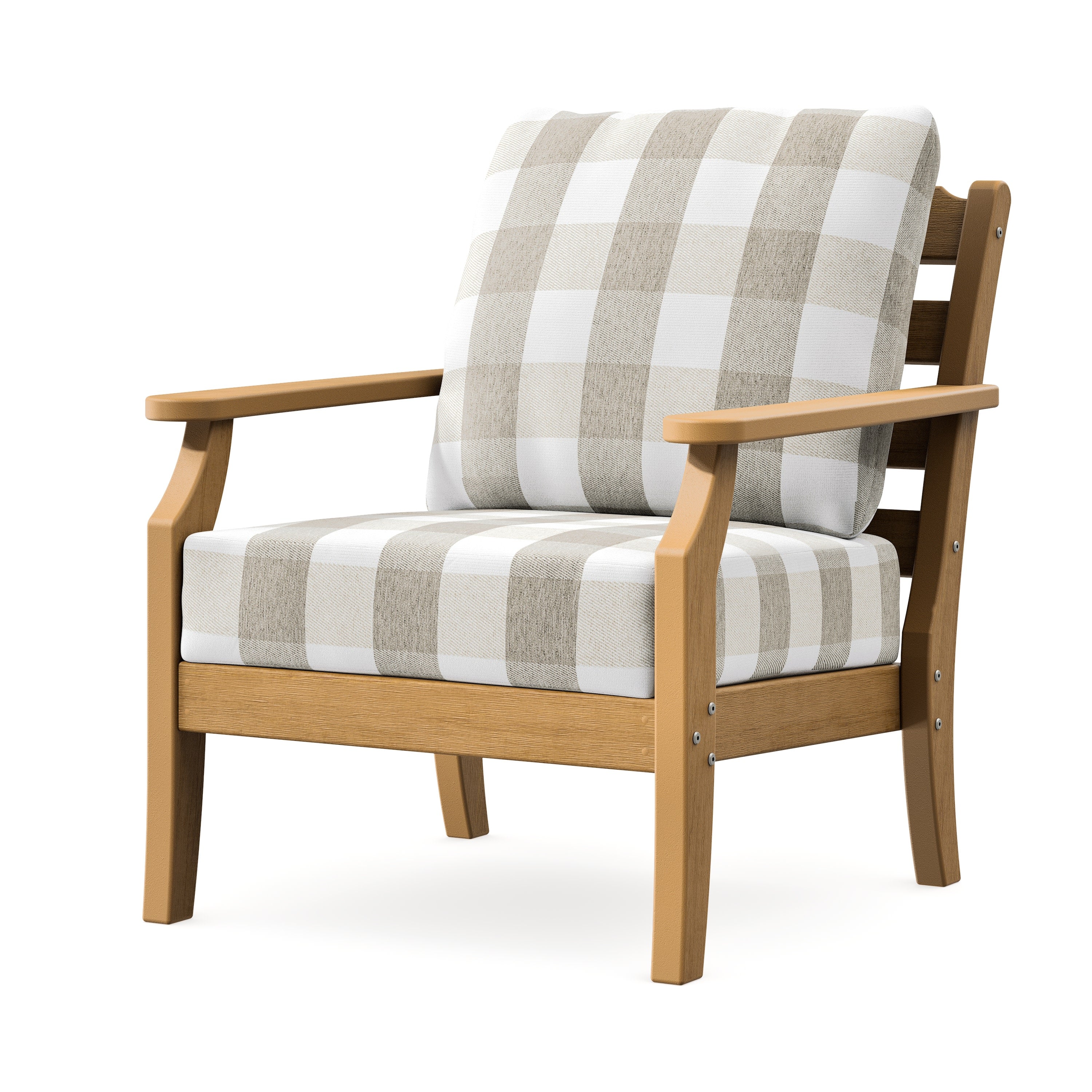 Savannah Deep Seating Chair in Natural / Buffalo Plaid Dune Burlap