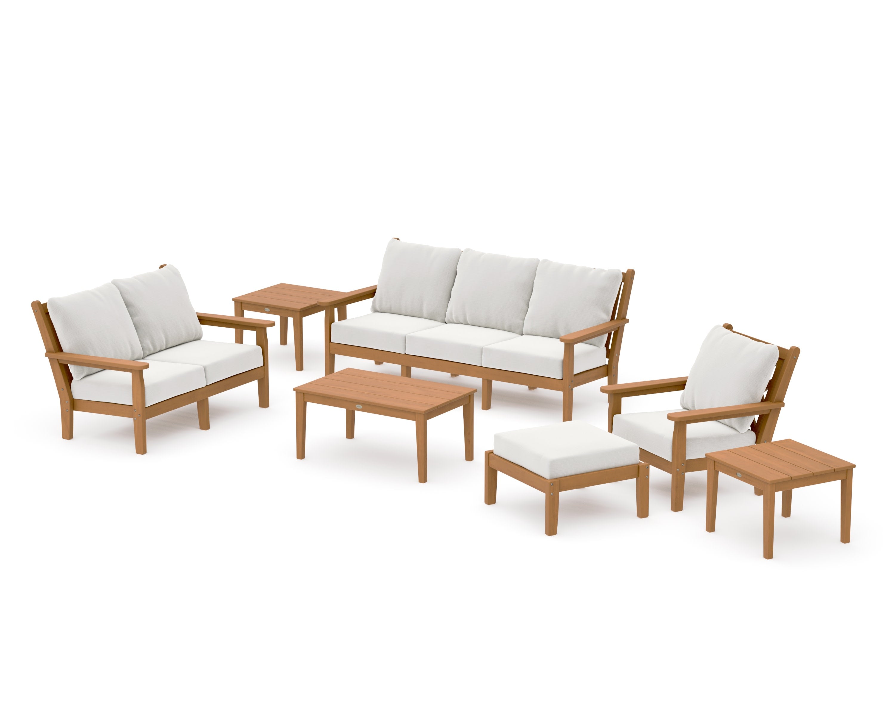 Chippendale 7-Piece Deep Seating Set in Natural / Natural Linen
