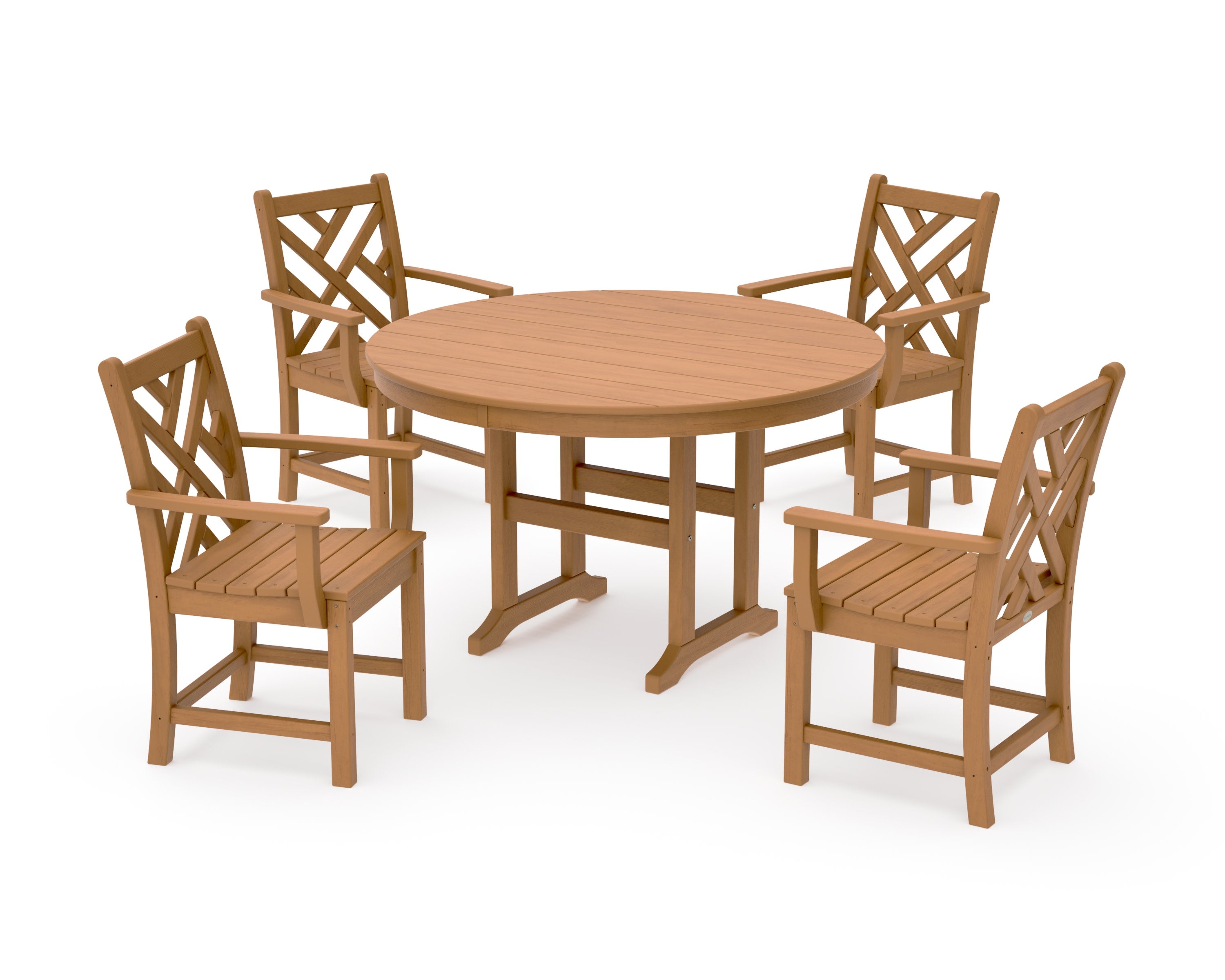 Chippendale 5-Piece Round Farmhouse Dining Set in Natural