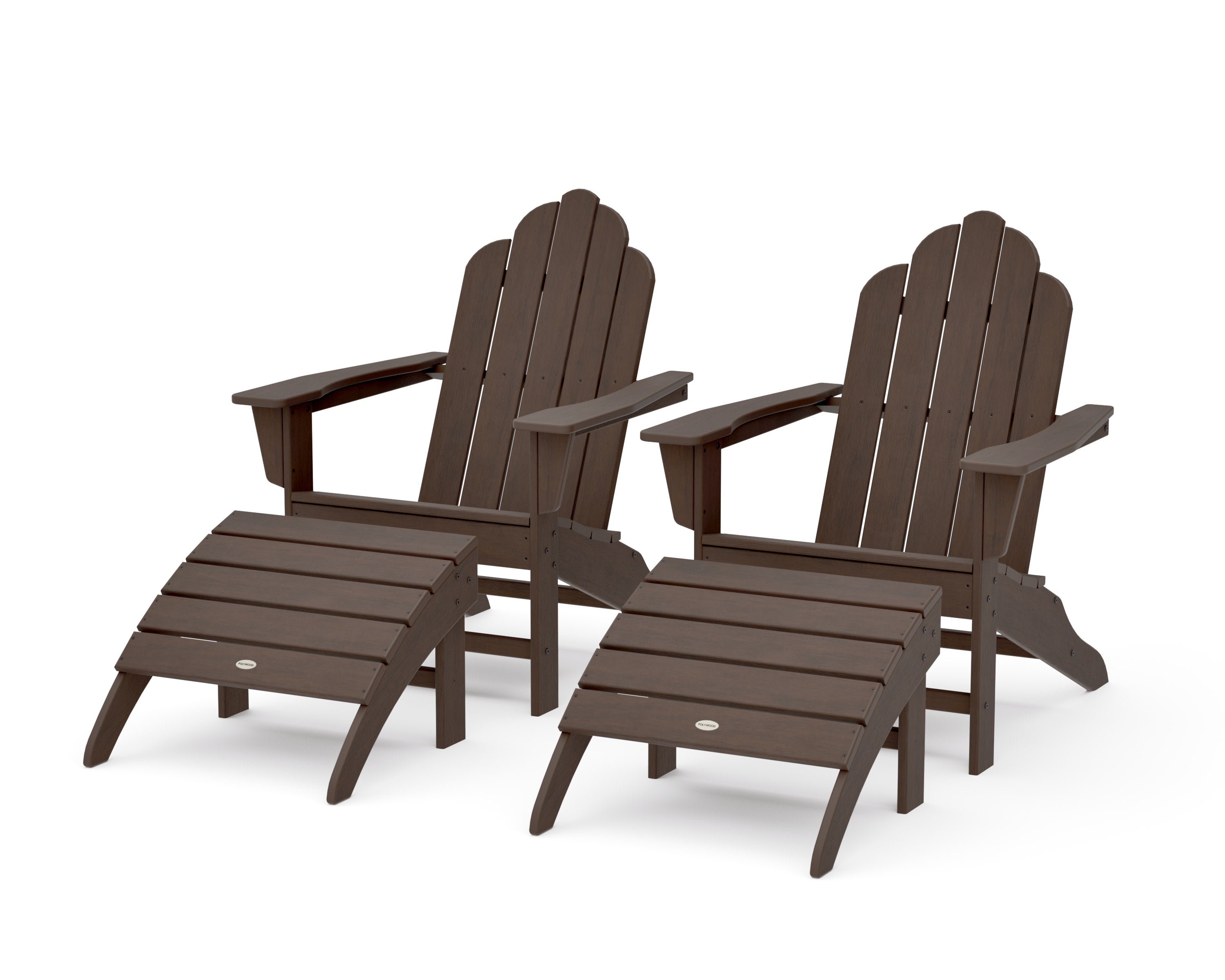 Long Island Adirondack Chair 4-Piece Set with Ottomans in Kona