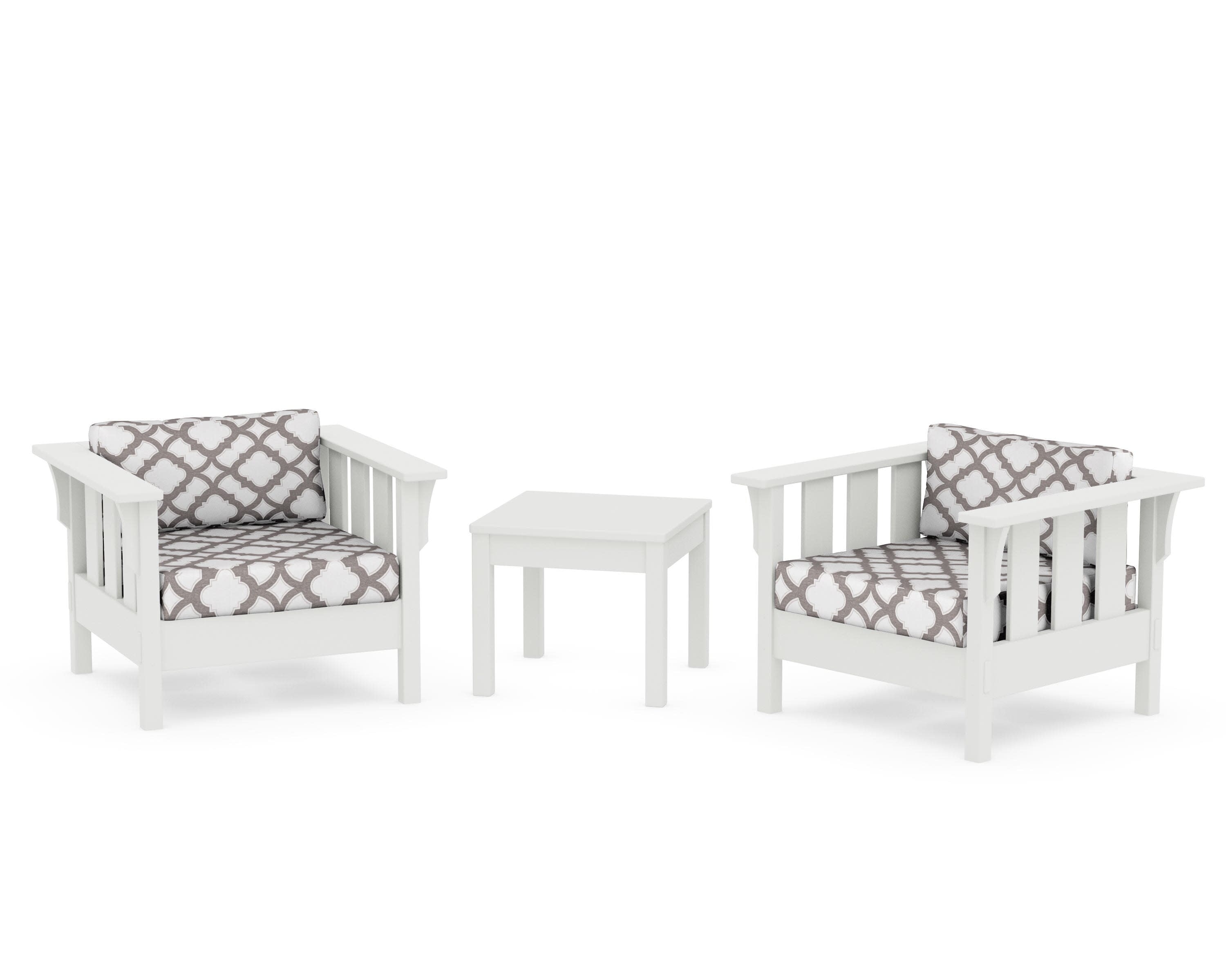 Acadia 3-Piece Deep Seating Set in Vintage White / Trellis Grey Mist