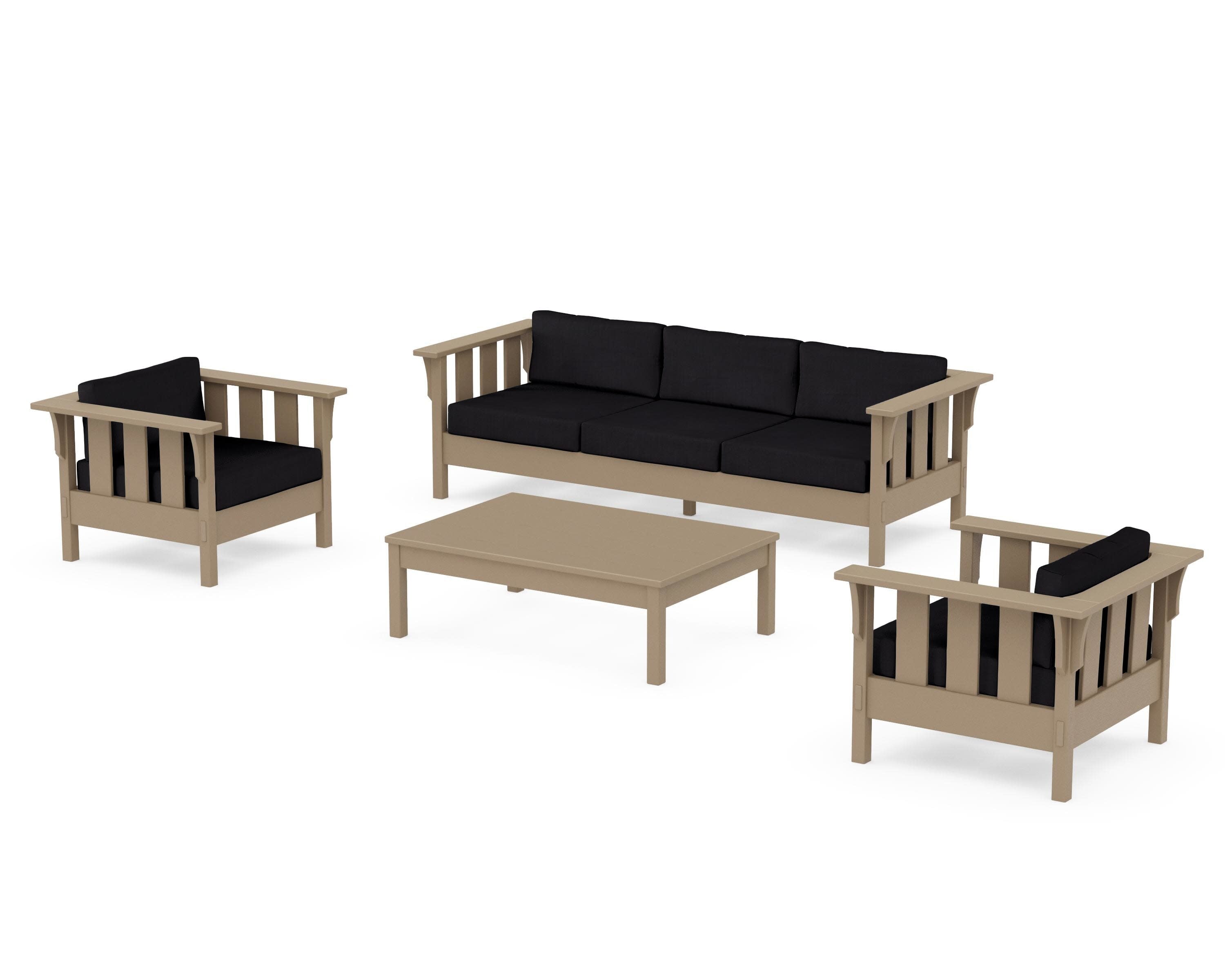 Acadia 4-Piece Deep Seating Set with Sofa in Vintage Sahara / Midnight Linen
