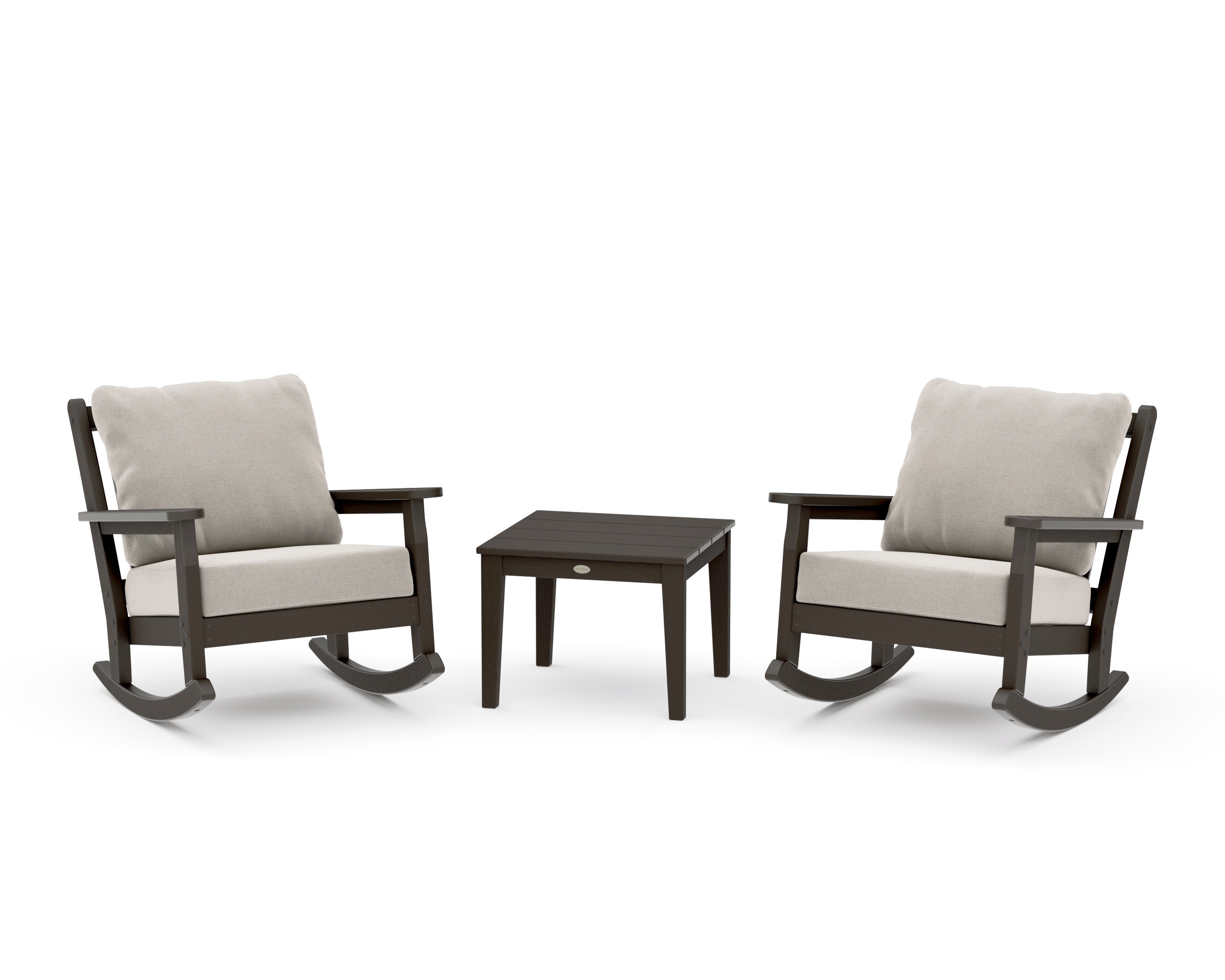 Chippendale 3-Piece Deep Seating Rocker Set in Vintage Coffee / Dune Burlap