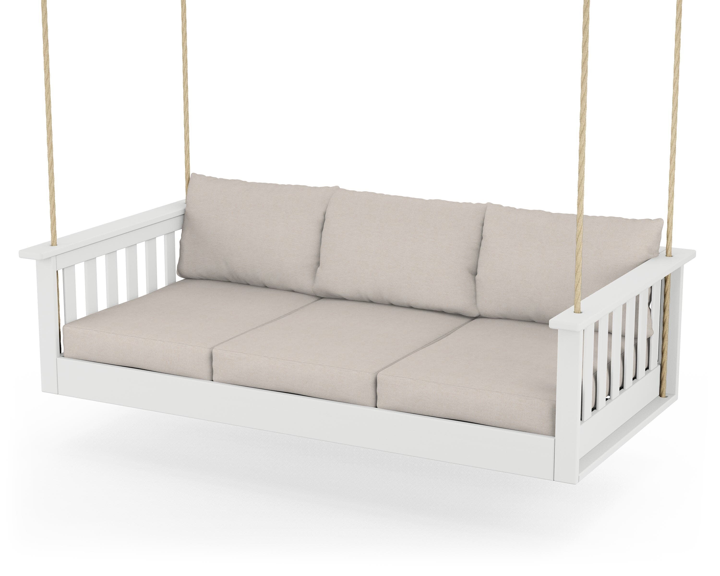 Vineyard Daybed Swing in White / Nuance Cloud