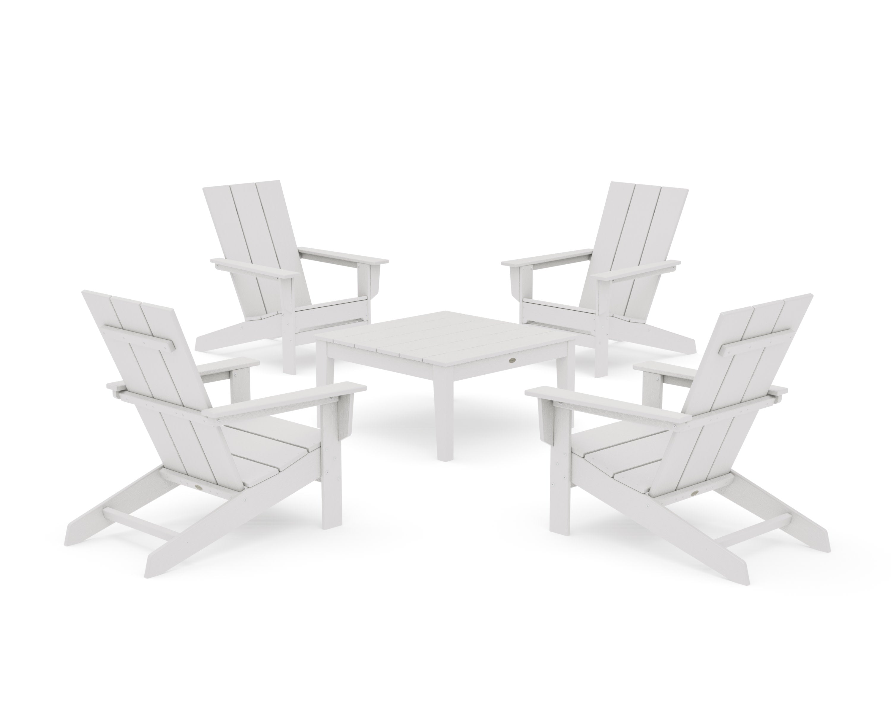 5-Piece Modern Studio Adirondack Chair Conversation Group in Vintage White