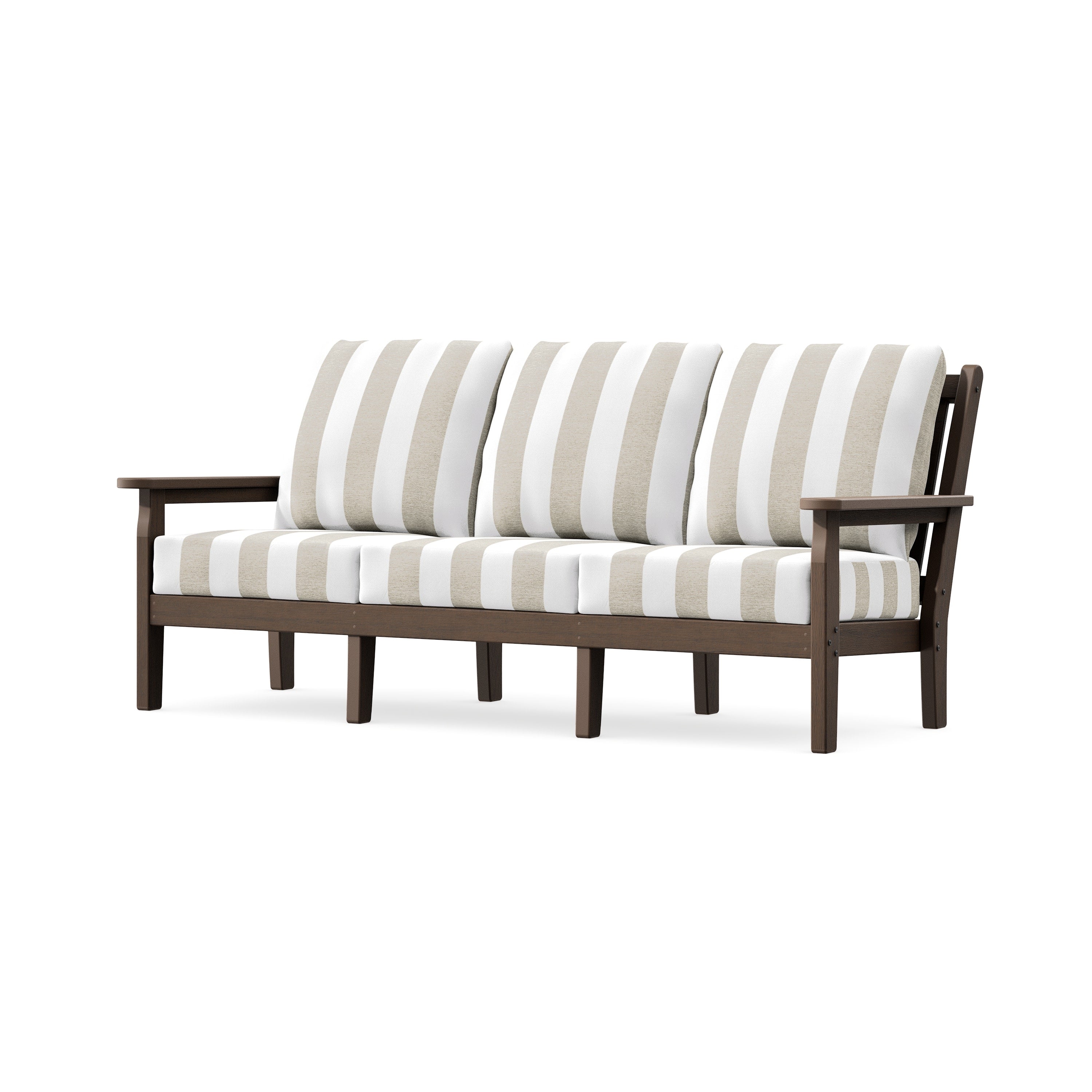 Chippendale Deep Seating Sofa in Kona / Cabana Stripe Dune Burlap