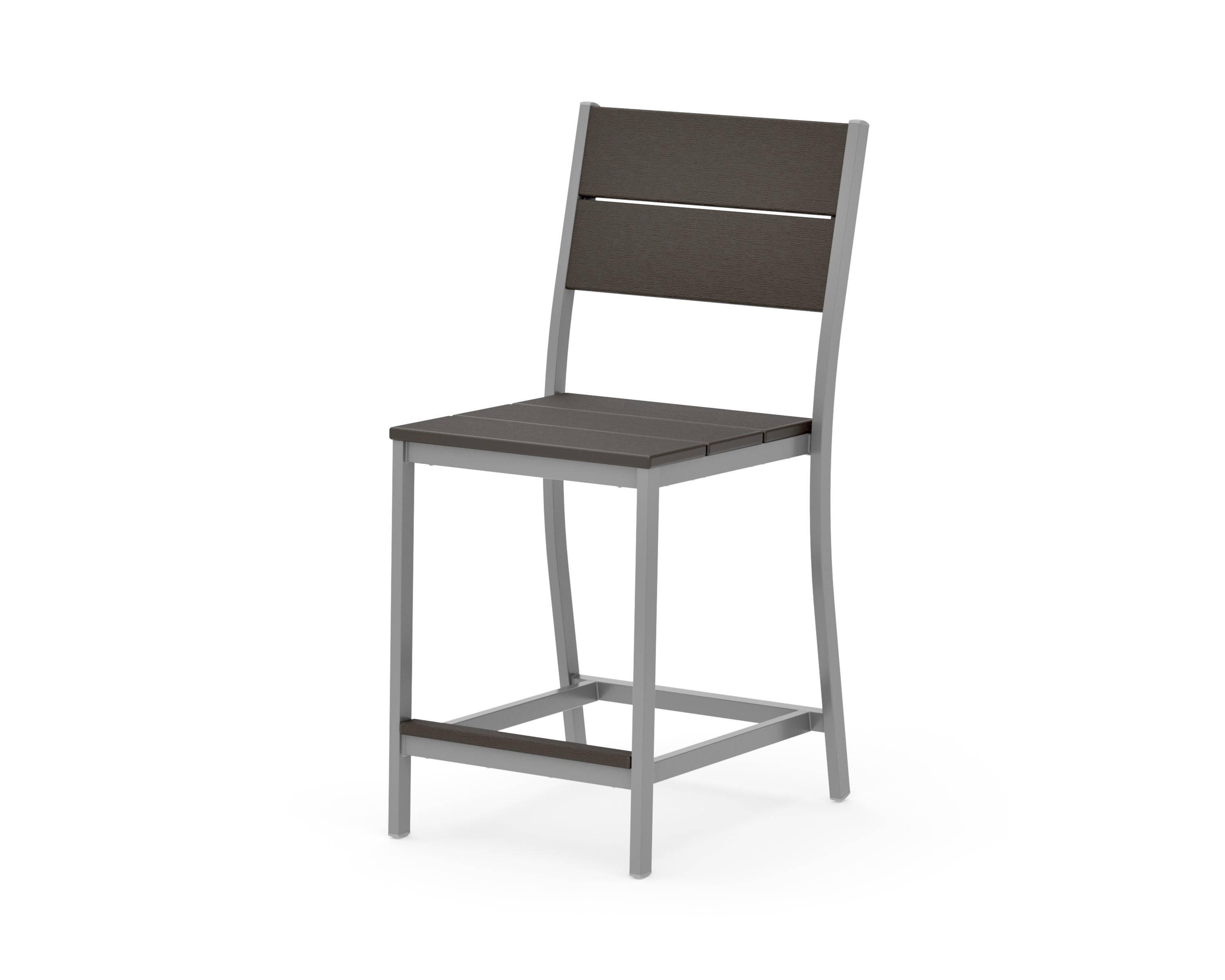 Main Street Counter Side Chair in Silver / Vintage Coffee