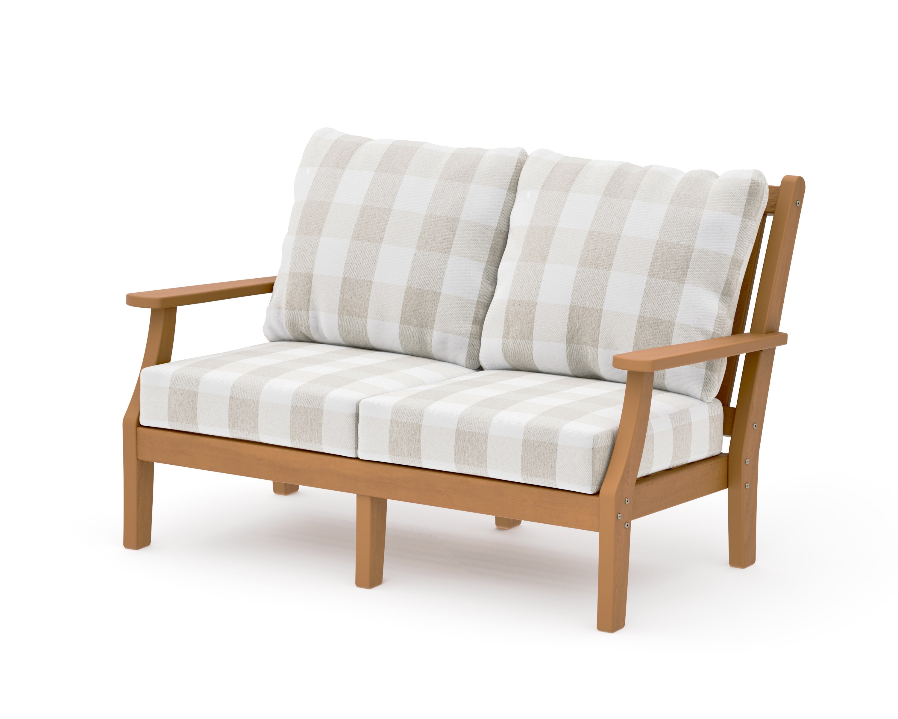 Wovendale Deep Seating Loveseat in Natural / Buffalo Plaid Dune Burlap