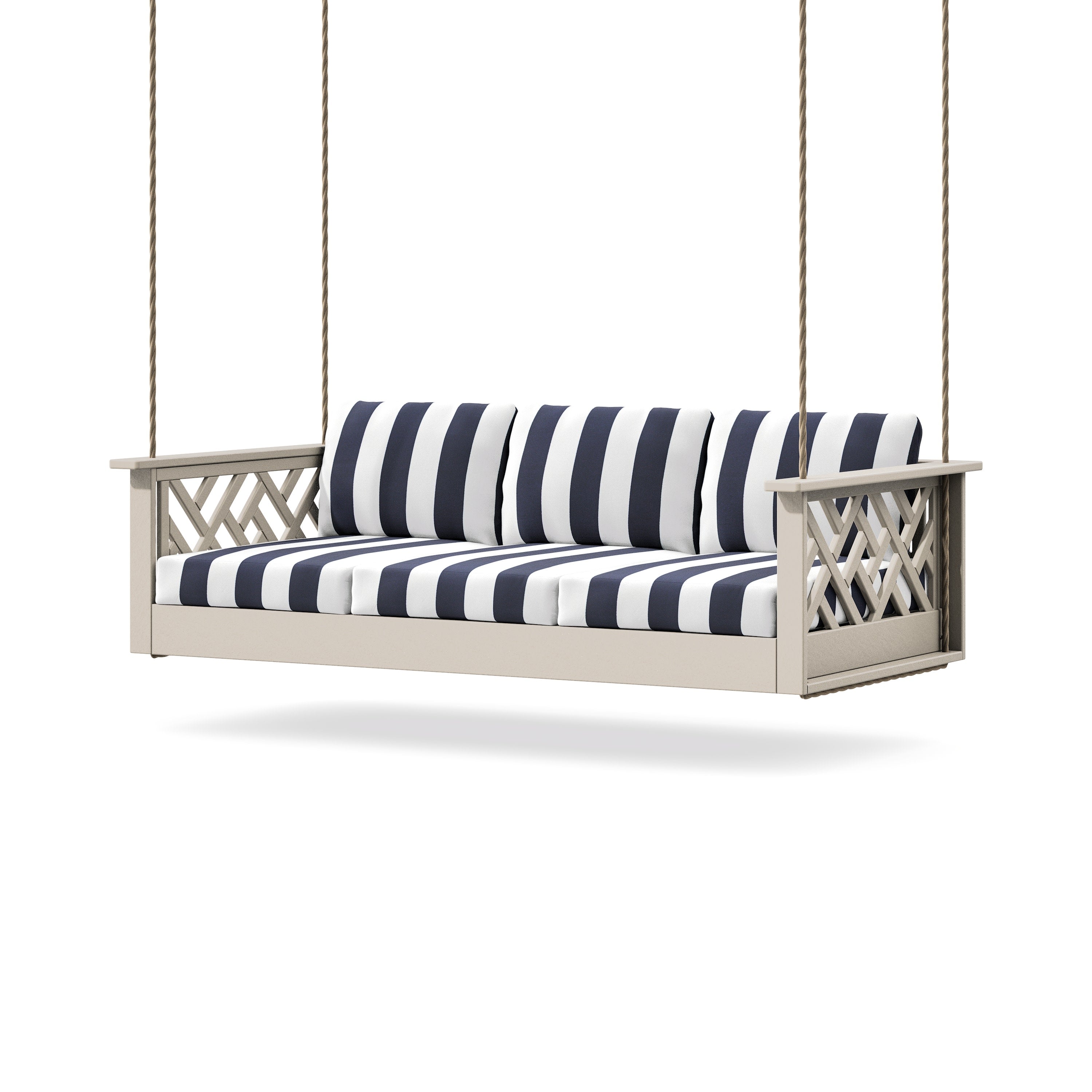 Chippendale Daybed Swing in Sand / Cabana Stripe Navy