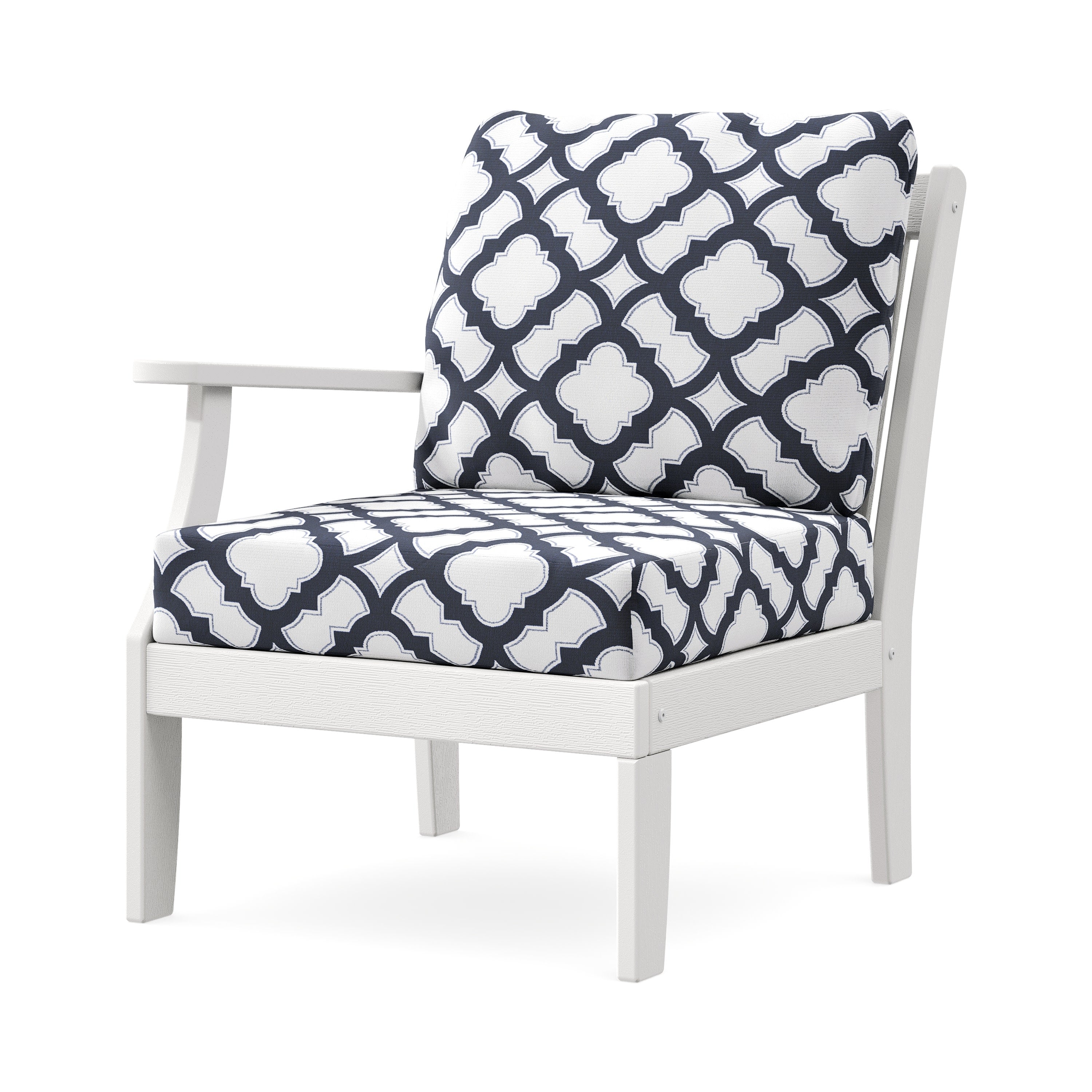 Braxton Modular Left Arm Chair in Vintage White / Trellis Navy