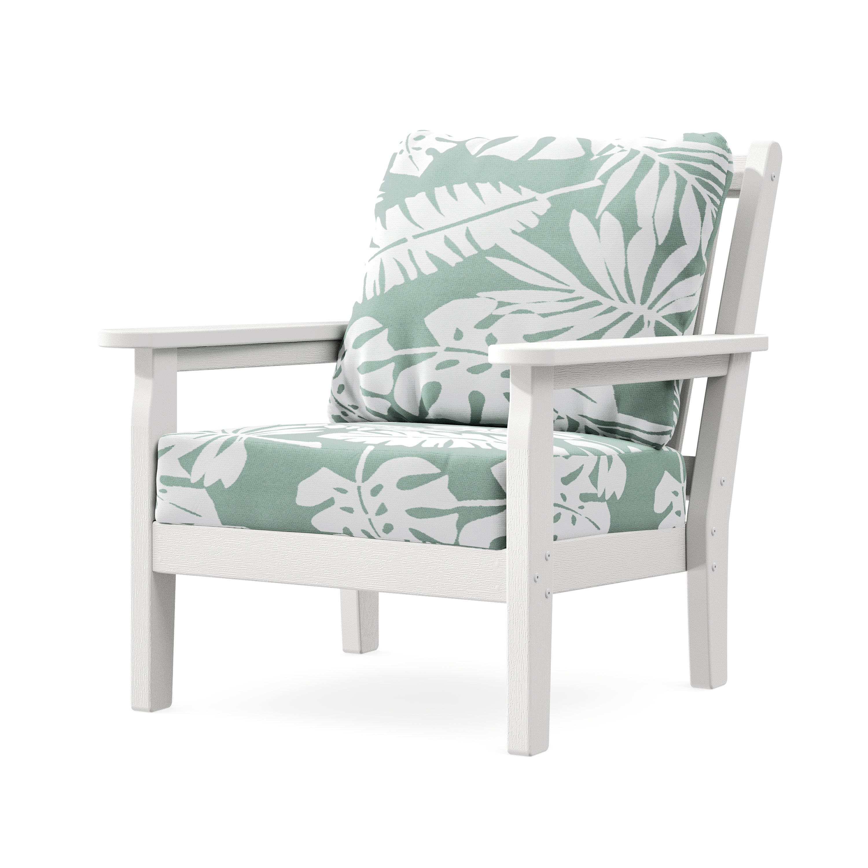 Chippendale Deep Seating Chair in Vintage White / Leaf Glacier Spa