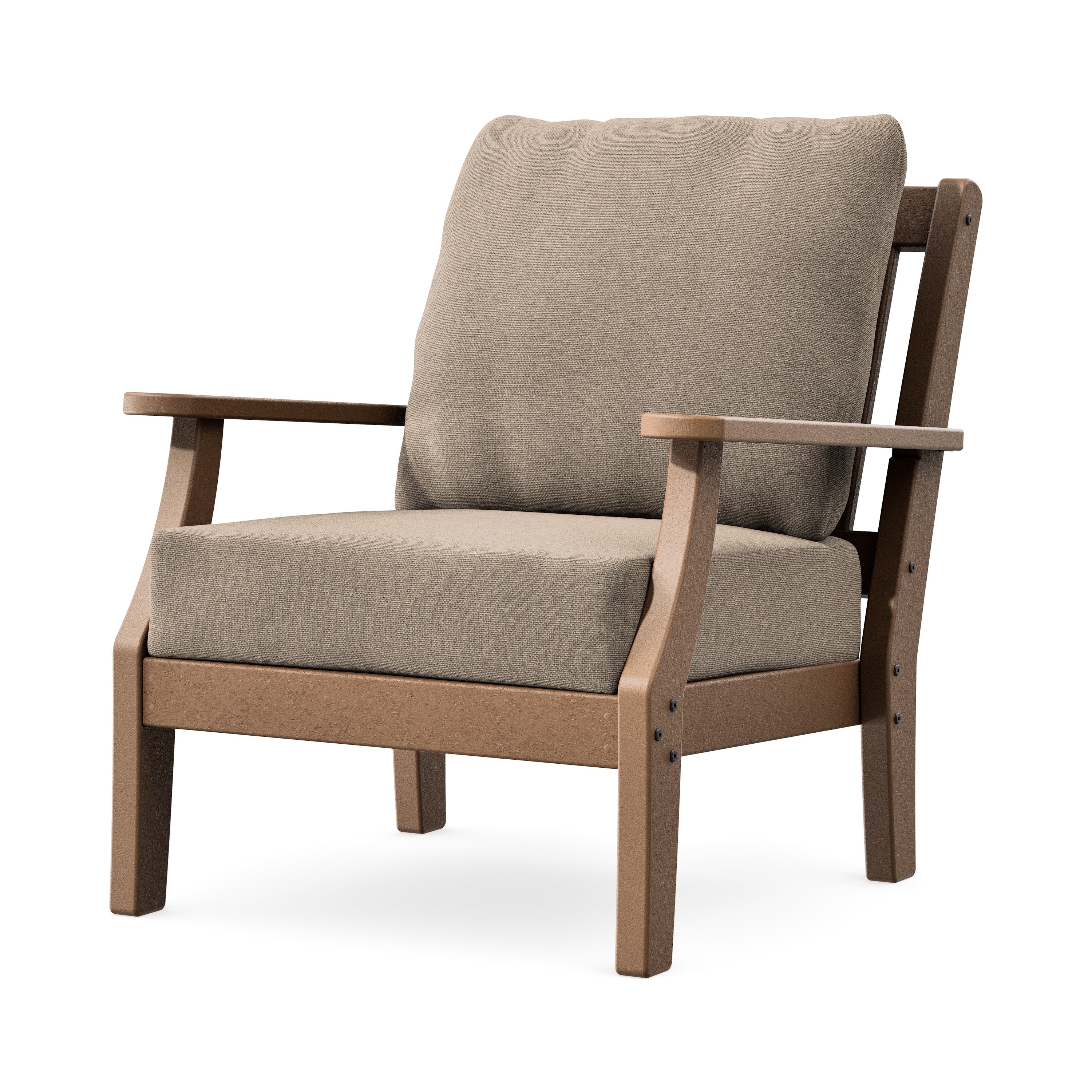 Chinoiserie Deep Seating Chair in Teak / Spiced Burlap