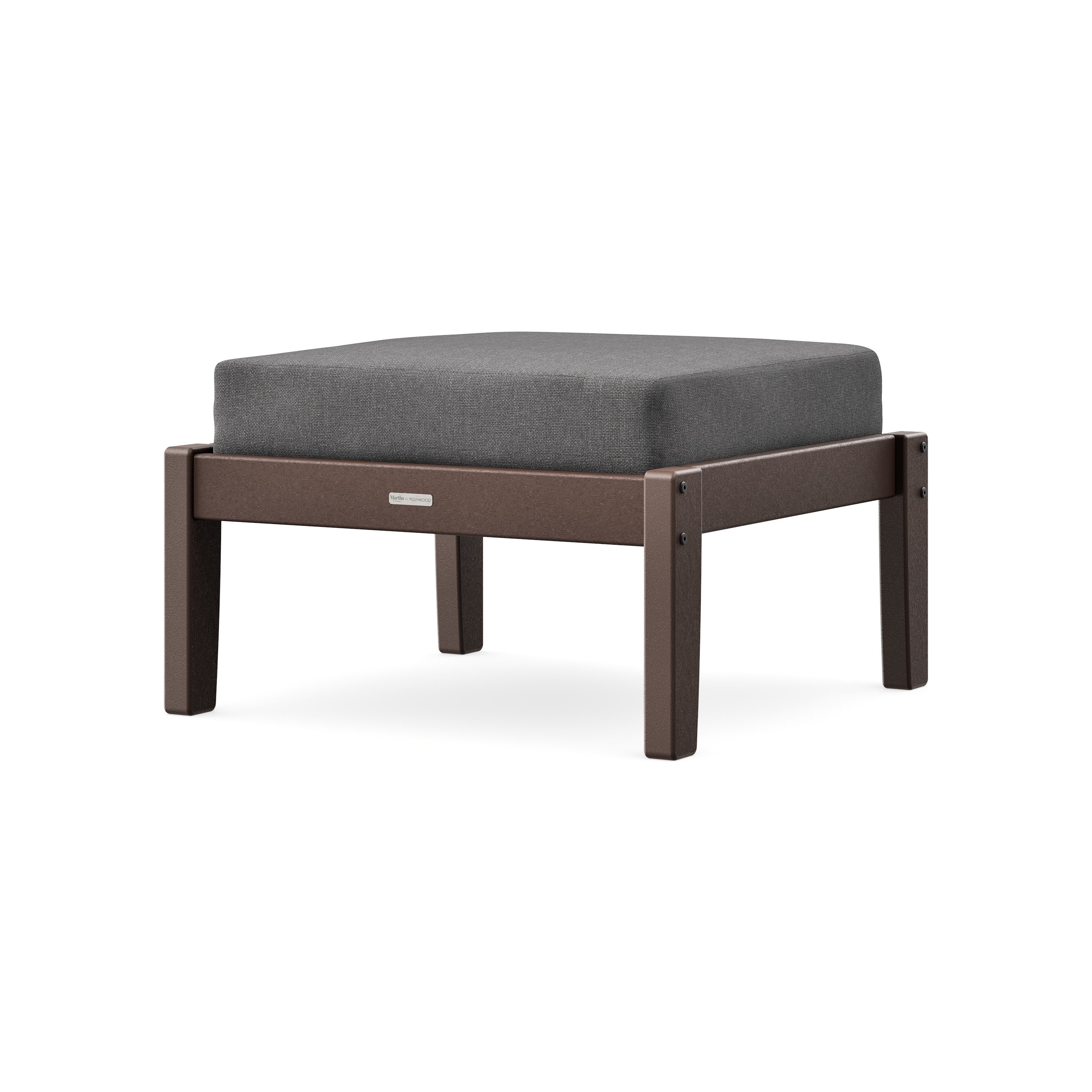 Chinoiserie Deep Seating Ottoman in Mahogany / Ash Charcoal