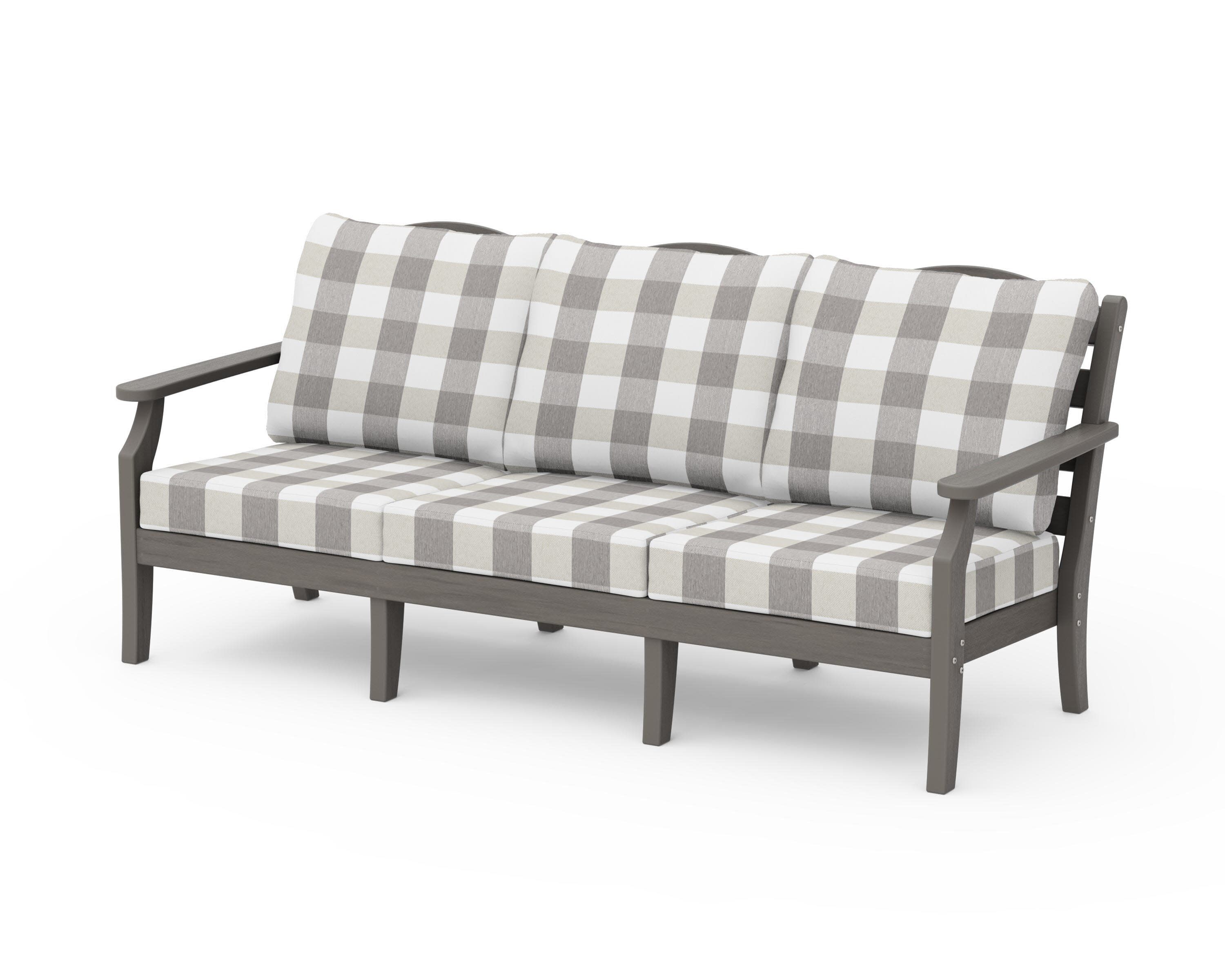 Savannah Deep Seating Sofa in Driftwood / Buffalo Plaid Grey Mist