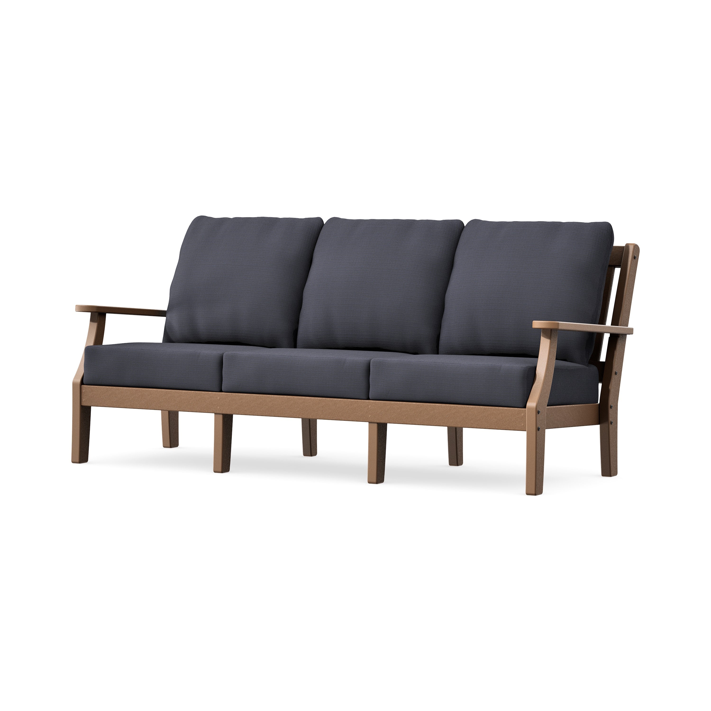 Chinoiserie Deep Seating Sofa in Teak / Midnight Linen