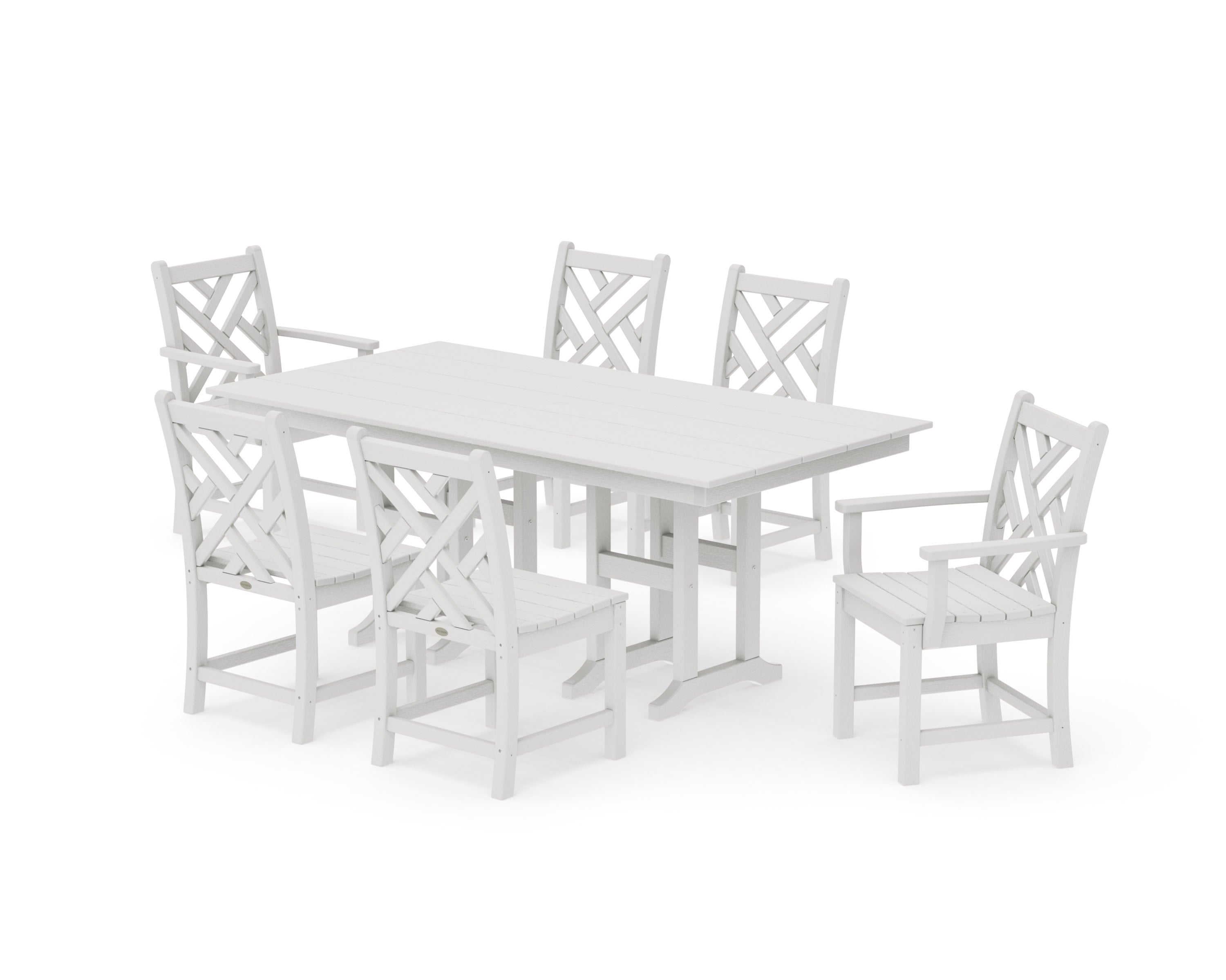 Chippendale 7-Piece Farmhouse Dining Set in Vintage White