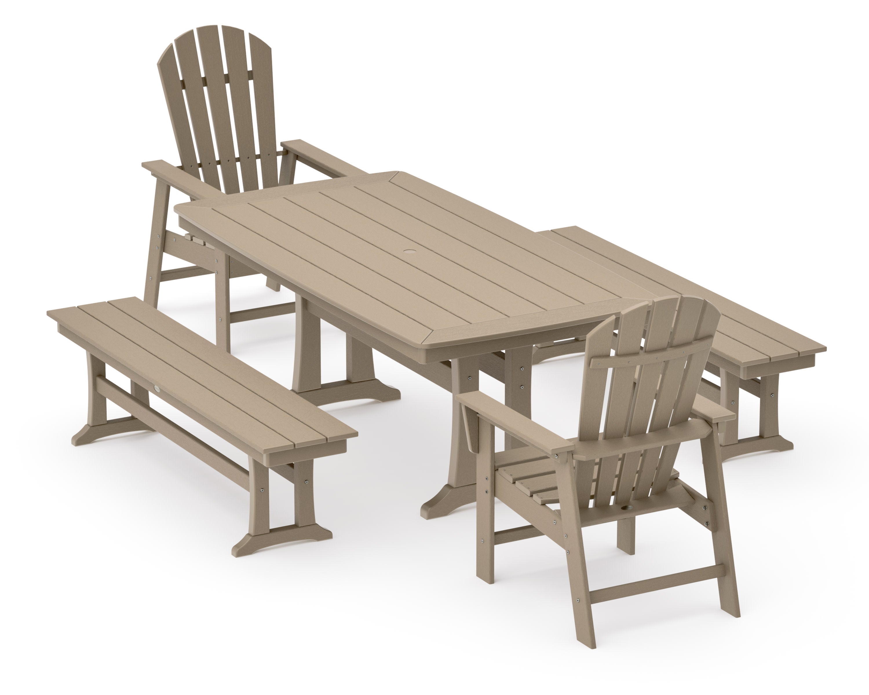 South Beach 5-Piece Dining Set with Trestle Legs in Vintage Sahara