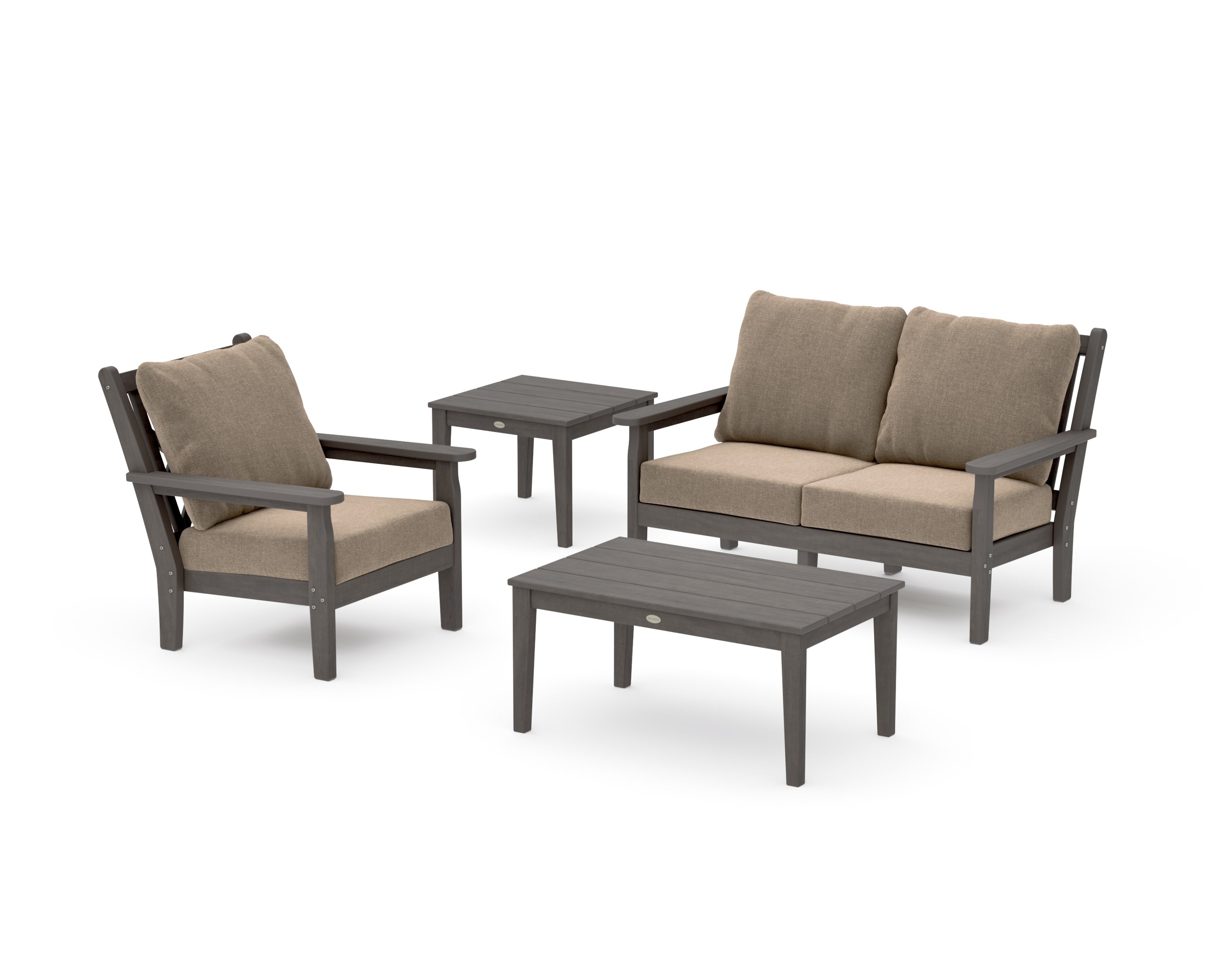 Chippendale 4-Piece Deep Seating Set in Driftwood / Spiced Burlap