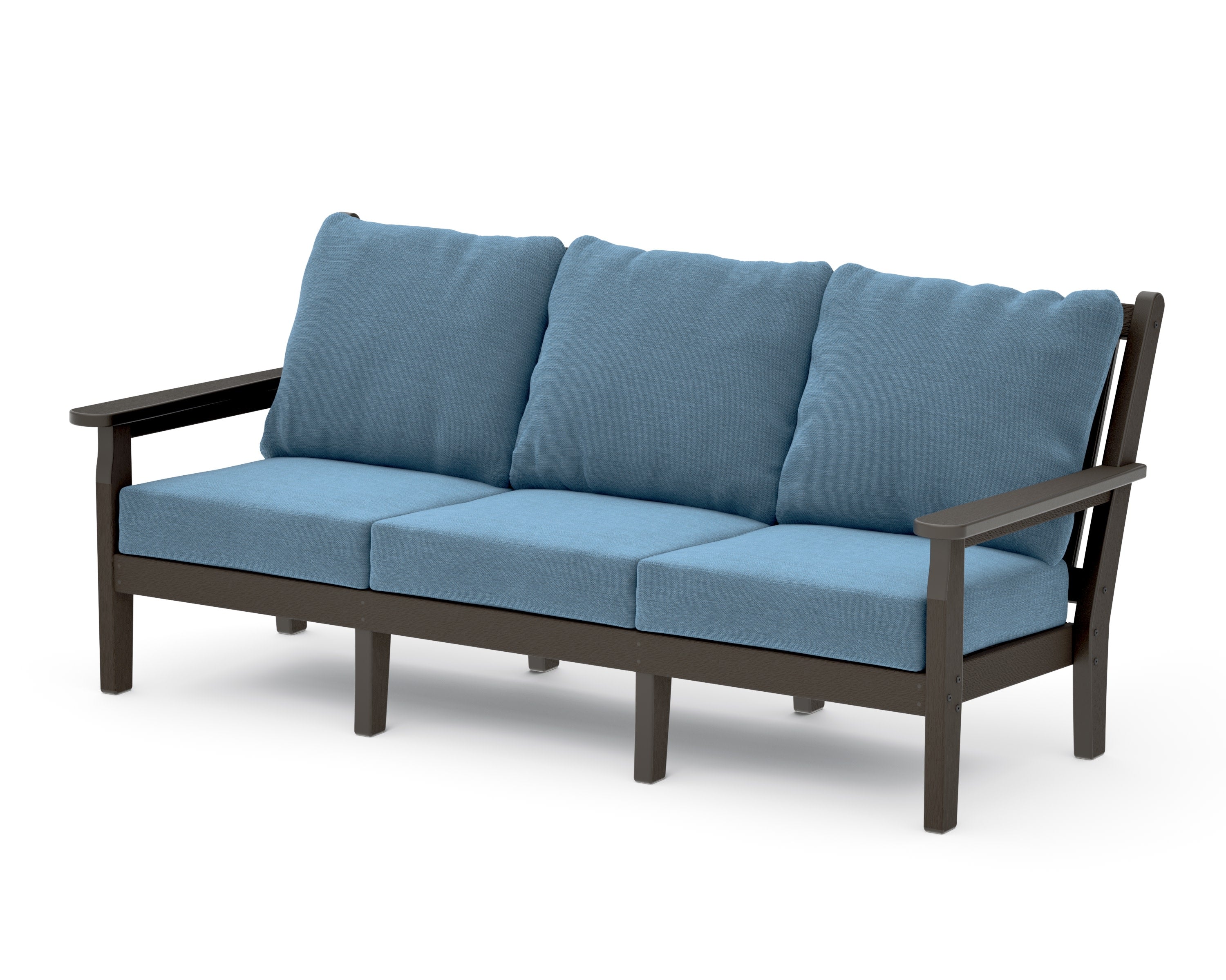 Chippendale Deep Seating Sofa in Vintage Coffee / Sky Blue