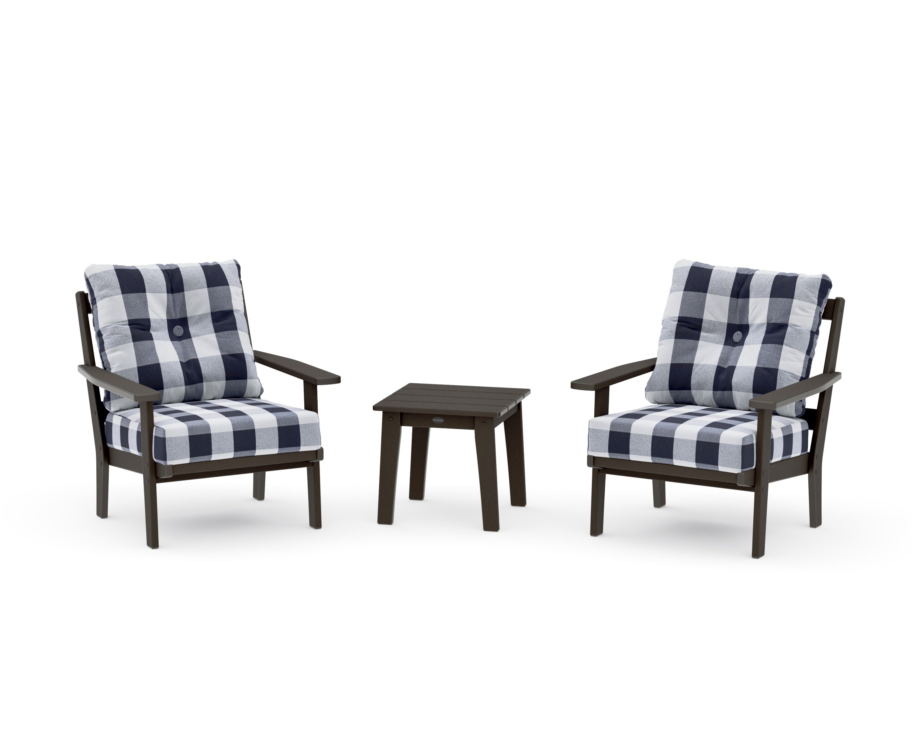 Oxford 3-Piece Deep Seating Set in Vintage Coffee / Buffalo Plaid Navy