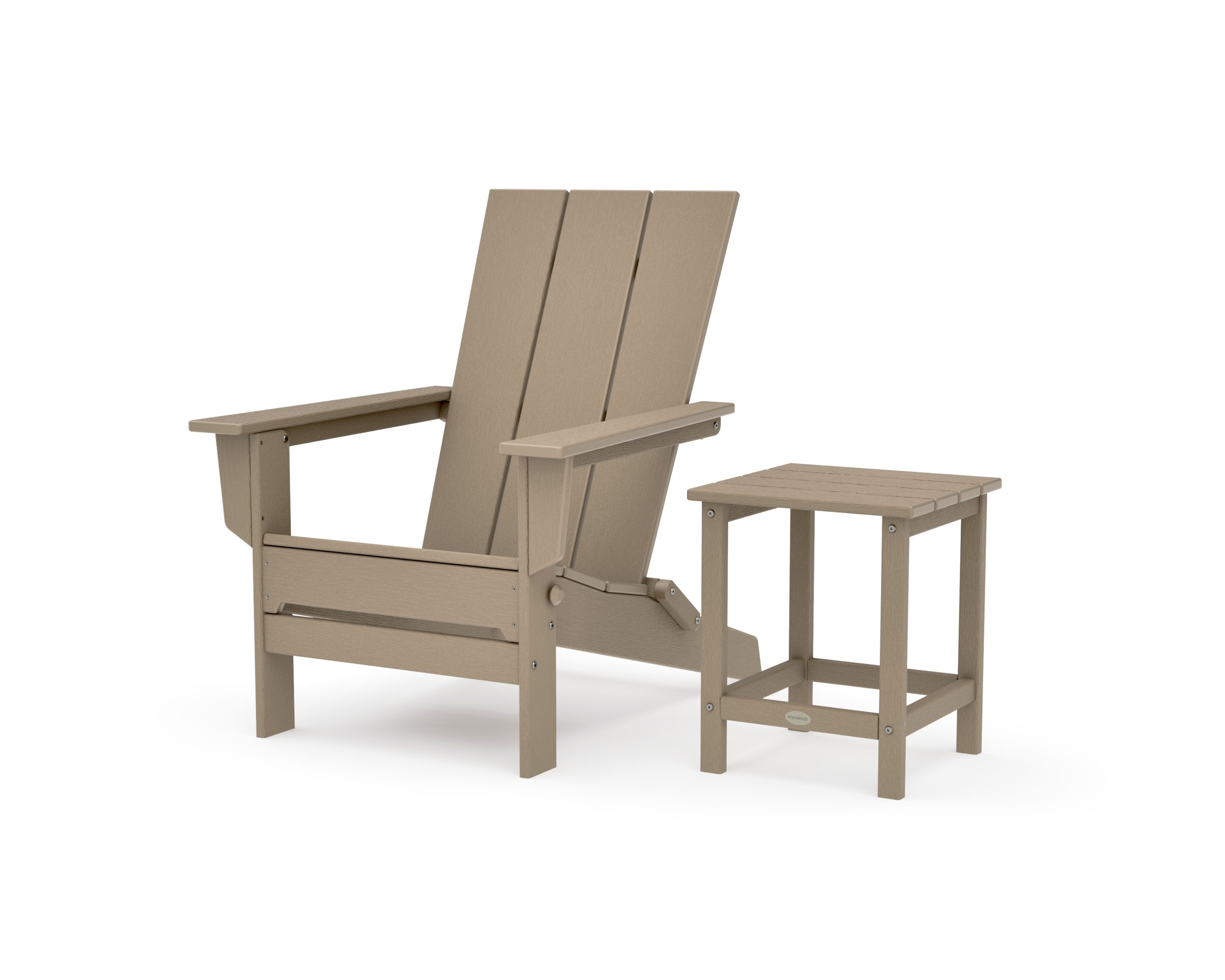 Modern Studio Folding Adirondack Chair with Side Table in Vintage Sahara