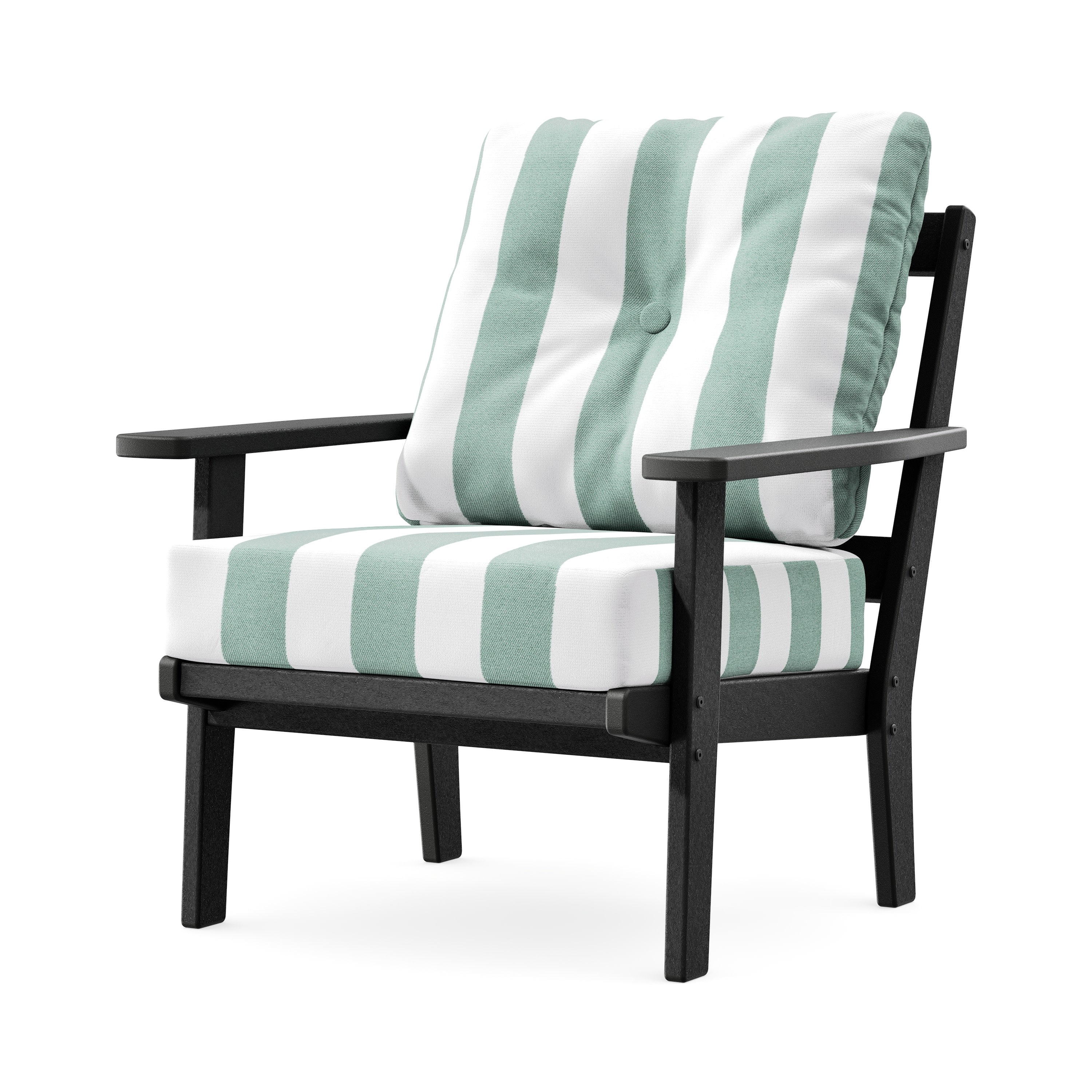 Prairie Deep Seating Chair in Black / Cabana Stripe Glacier Spa