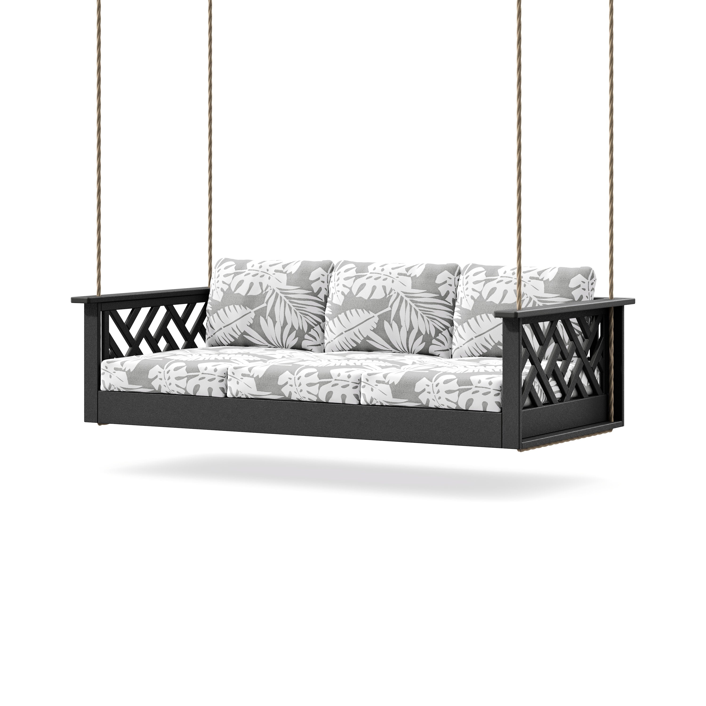 Chippendale Daybed Swing in Black / Leaf Grey Mist