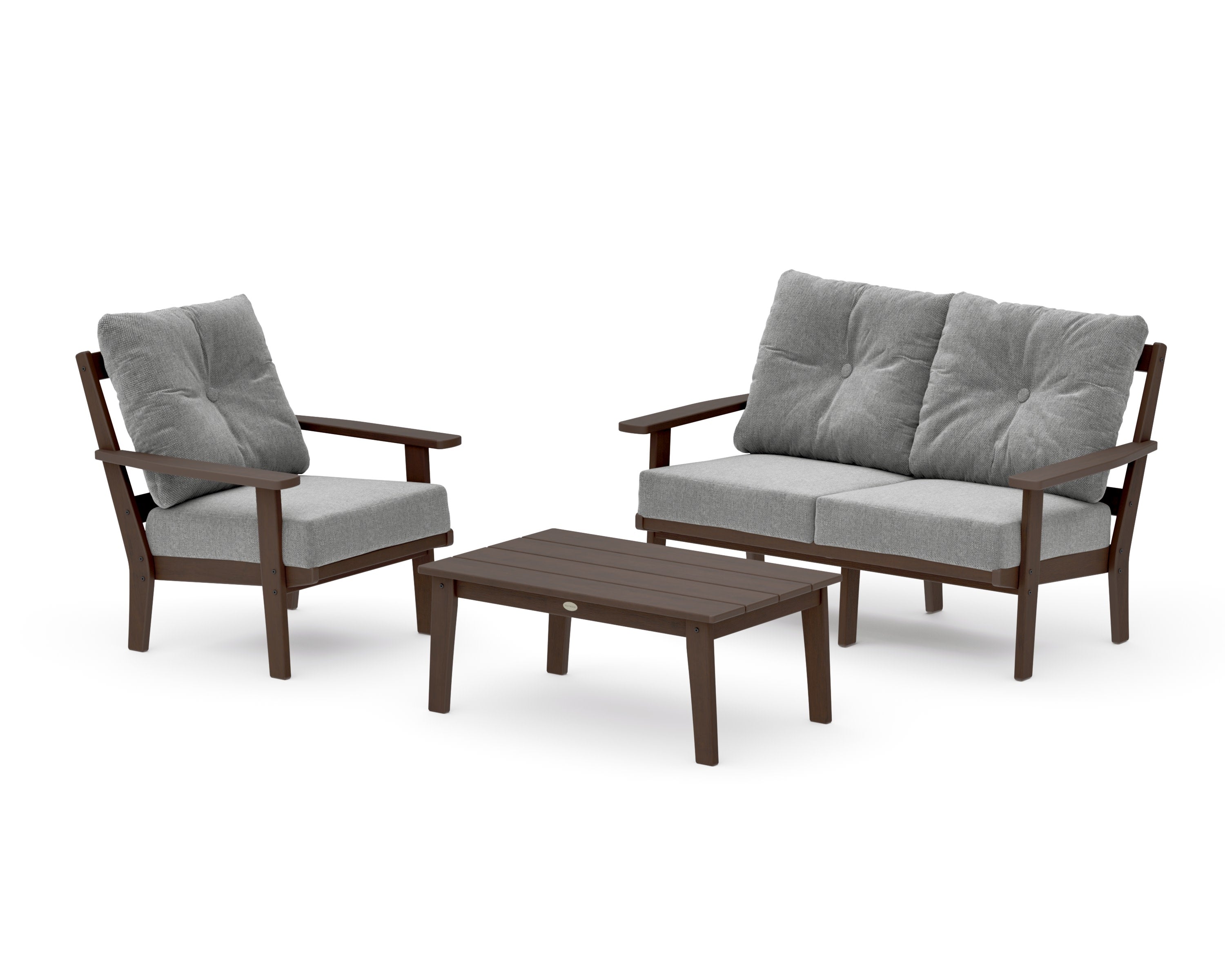 Oxford 3-Piece Deep Seating Set with Loveseat in Kona / Grey Mist
