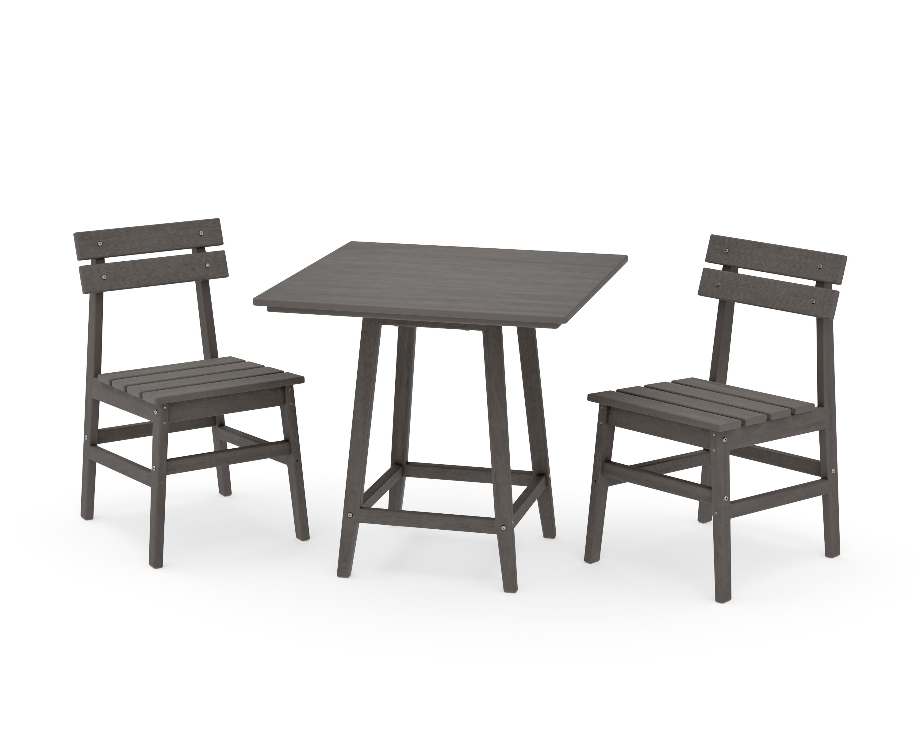 Modern Studio Plaza Chair 3-Piece Bistro Dining Set in Driftwood
