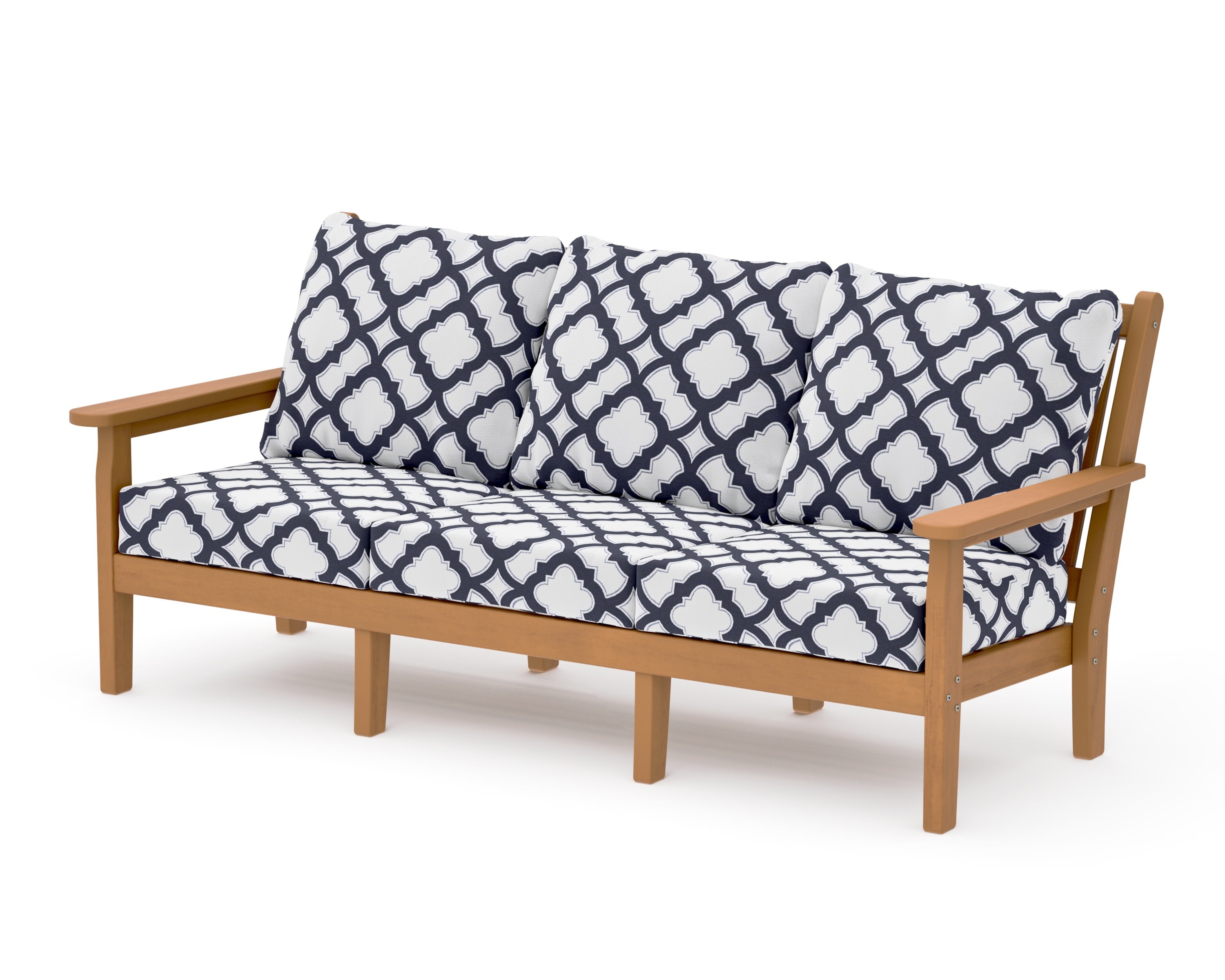 Chippendale Deep Seating Sofa in Natural / Trellis Navy