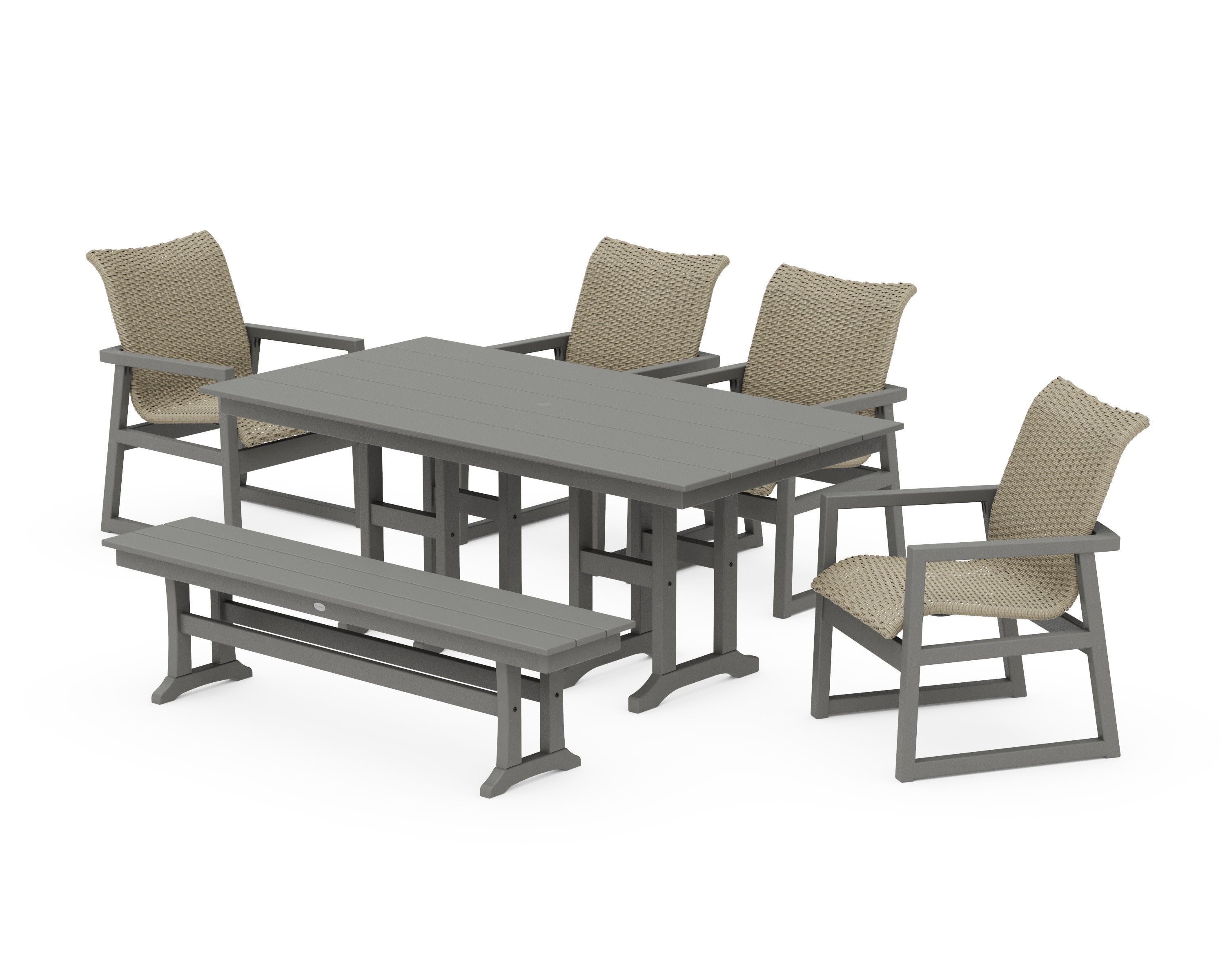 EDGE Woven 6-Piece Farmhouse Dining Set with Bench