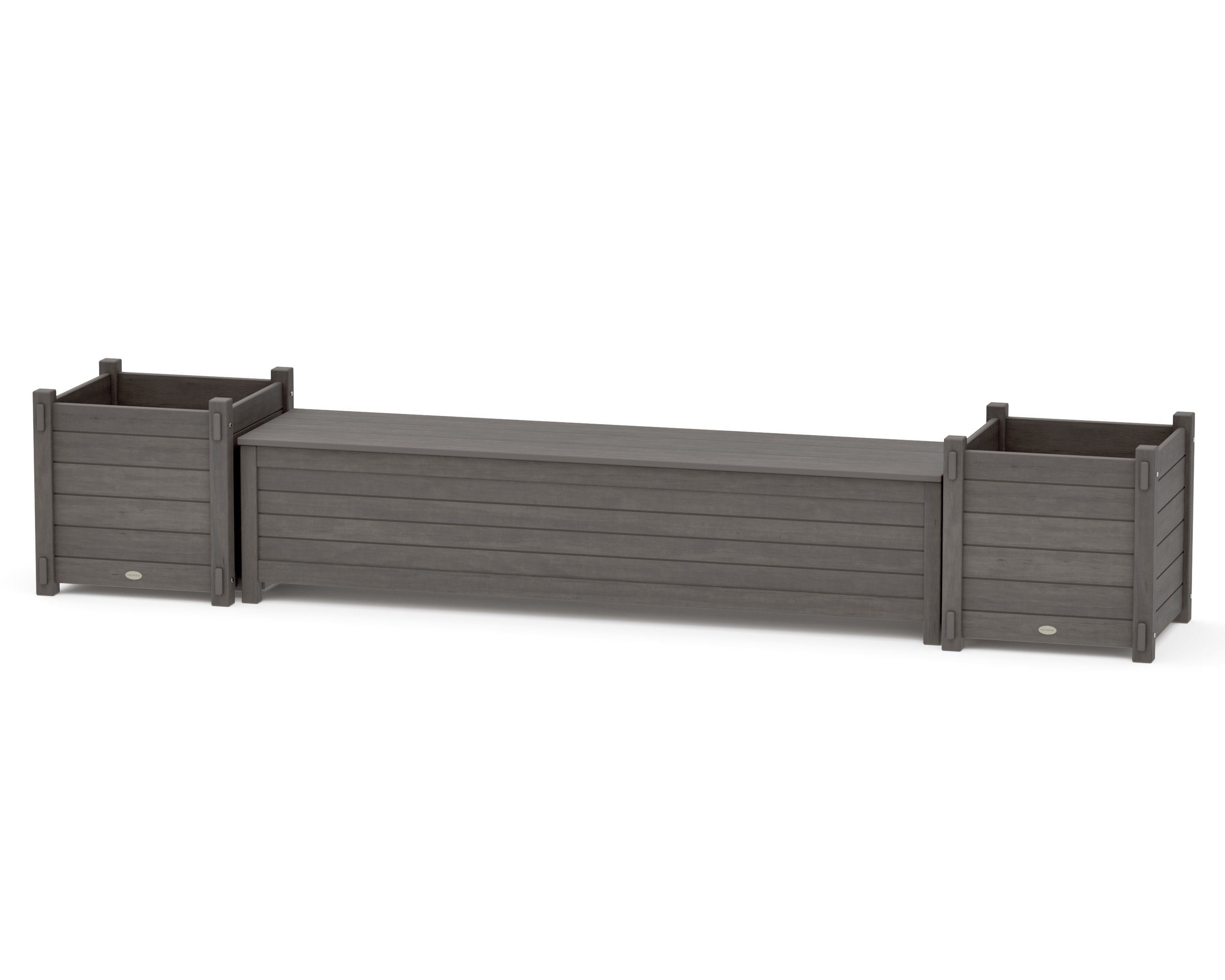 72" Nautical Straight Planter Storage Bench Set- Large in Driftwood