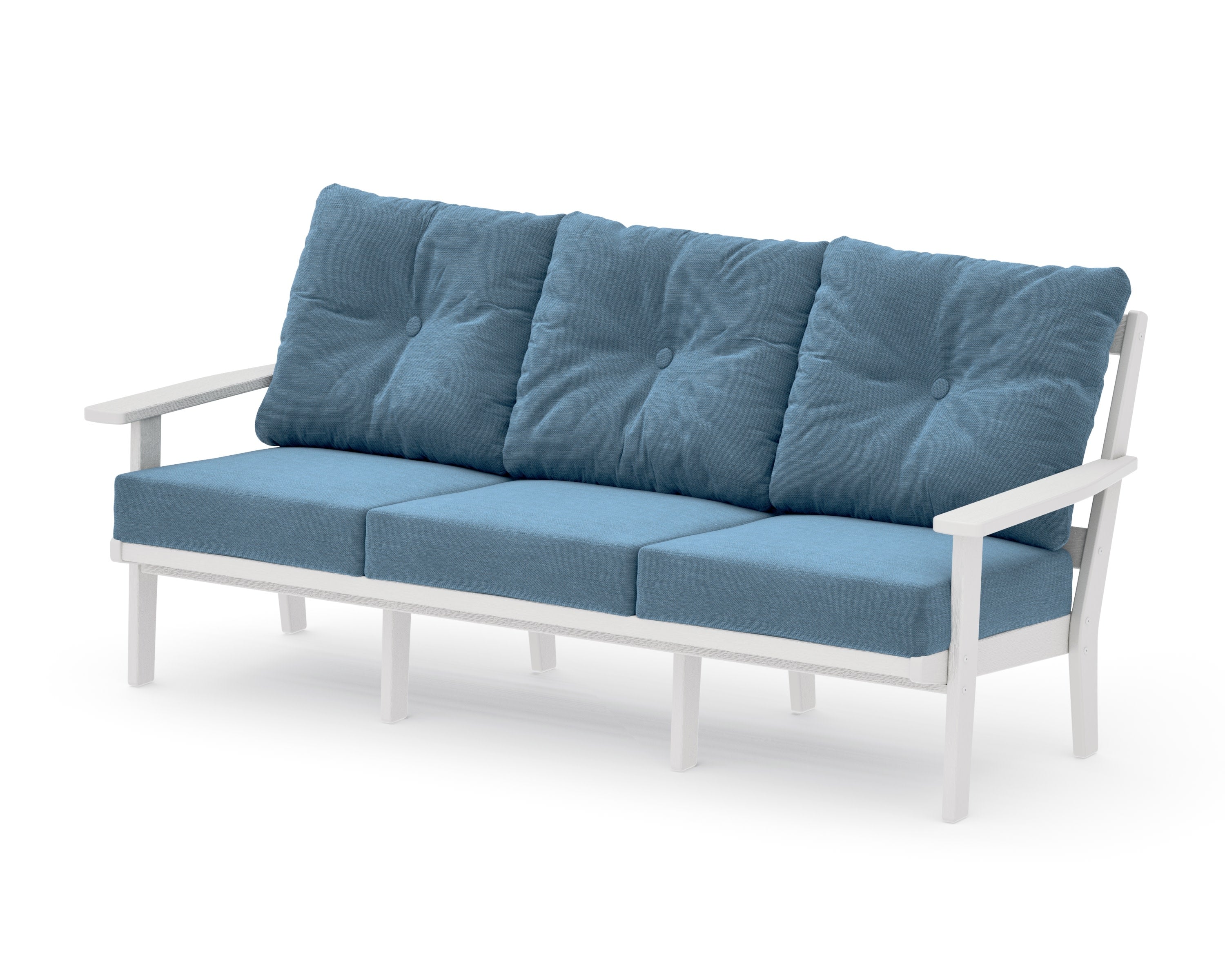 Oxford Deep Seating Sofa in Vintage White / Sky Blue