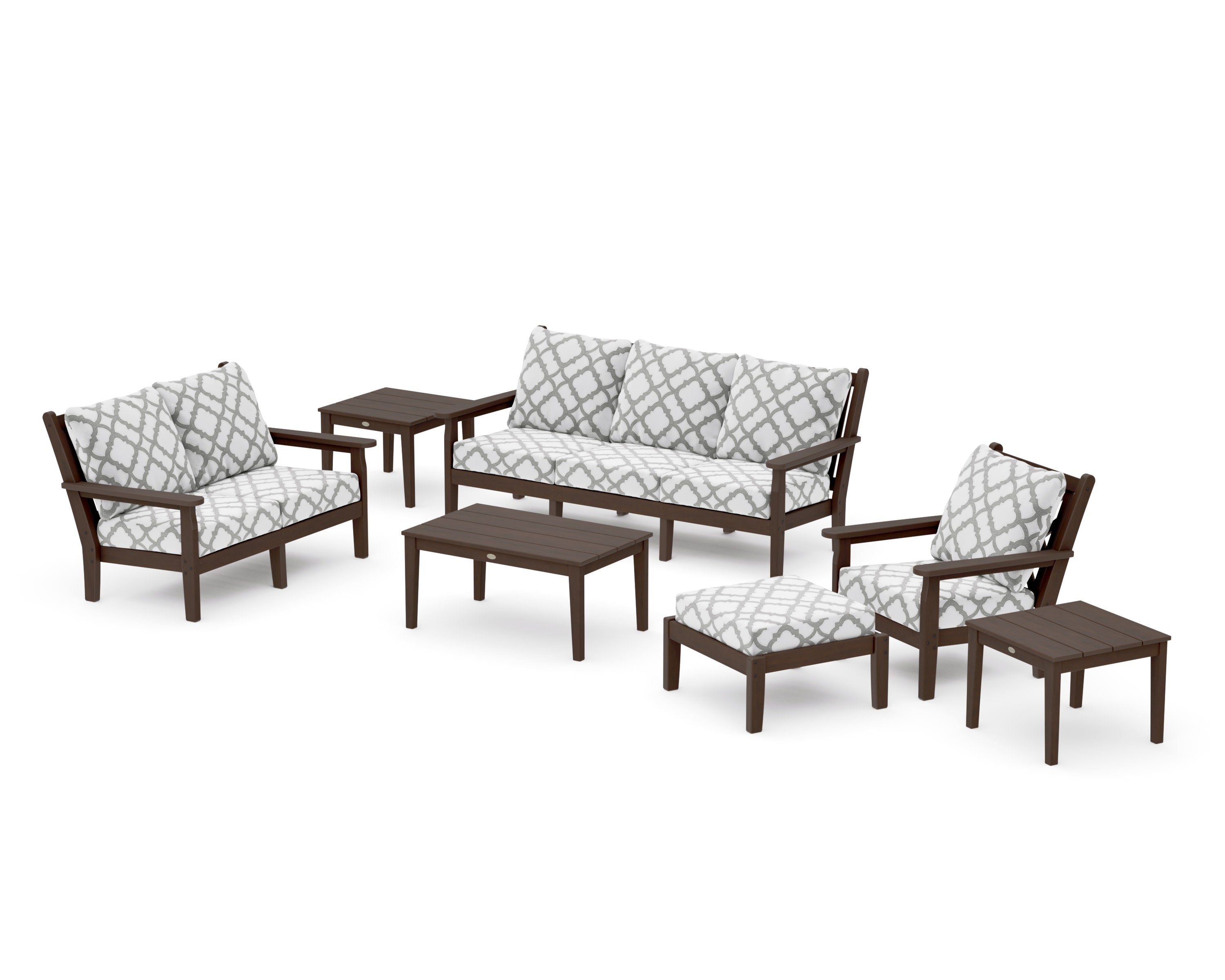Chippendale 7-Piece Deep Seating Set in Kona / Trellis Grey Mist
