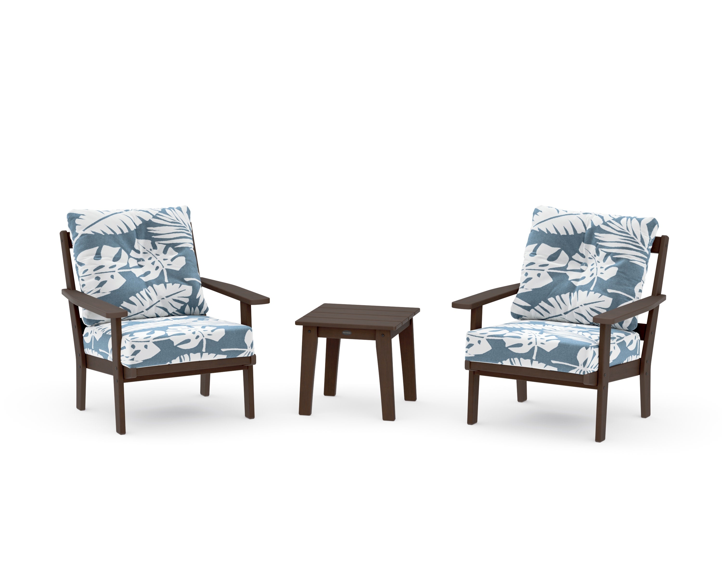 Oxford 3-Piece Deep Seating Set in Kona / Leaf Sky Blue